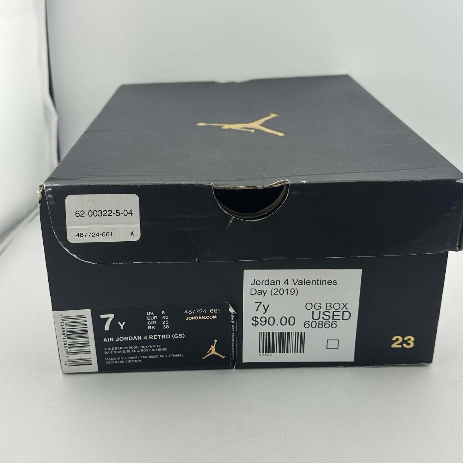 Jordan Brand Jordan 4 Valentines Day 2019 7Y Used with Box 487724-661 Size US 7 / EU 40 - 6 Thumbnail