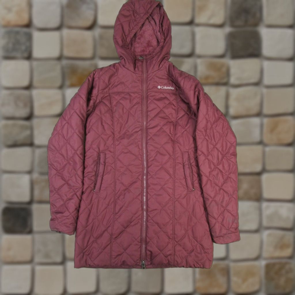 Vintage Columbia Jacket Womens XS Burgundy Quilted Insulated Long Sleeve Zip Diamond Crest Crest? Size XS / US 0-2 / IT 36-38 - 1 Thumbnail