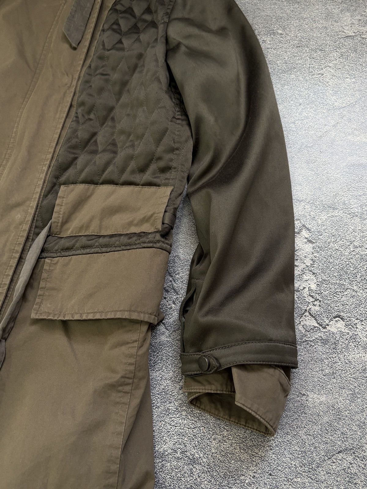 Allsaints AllSaints Fife Military Khaki Mixed Media Parka Jacket 8/4 Size S / US 4 / IT 40 - 8 Thumbnail