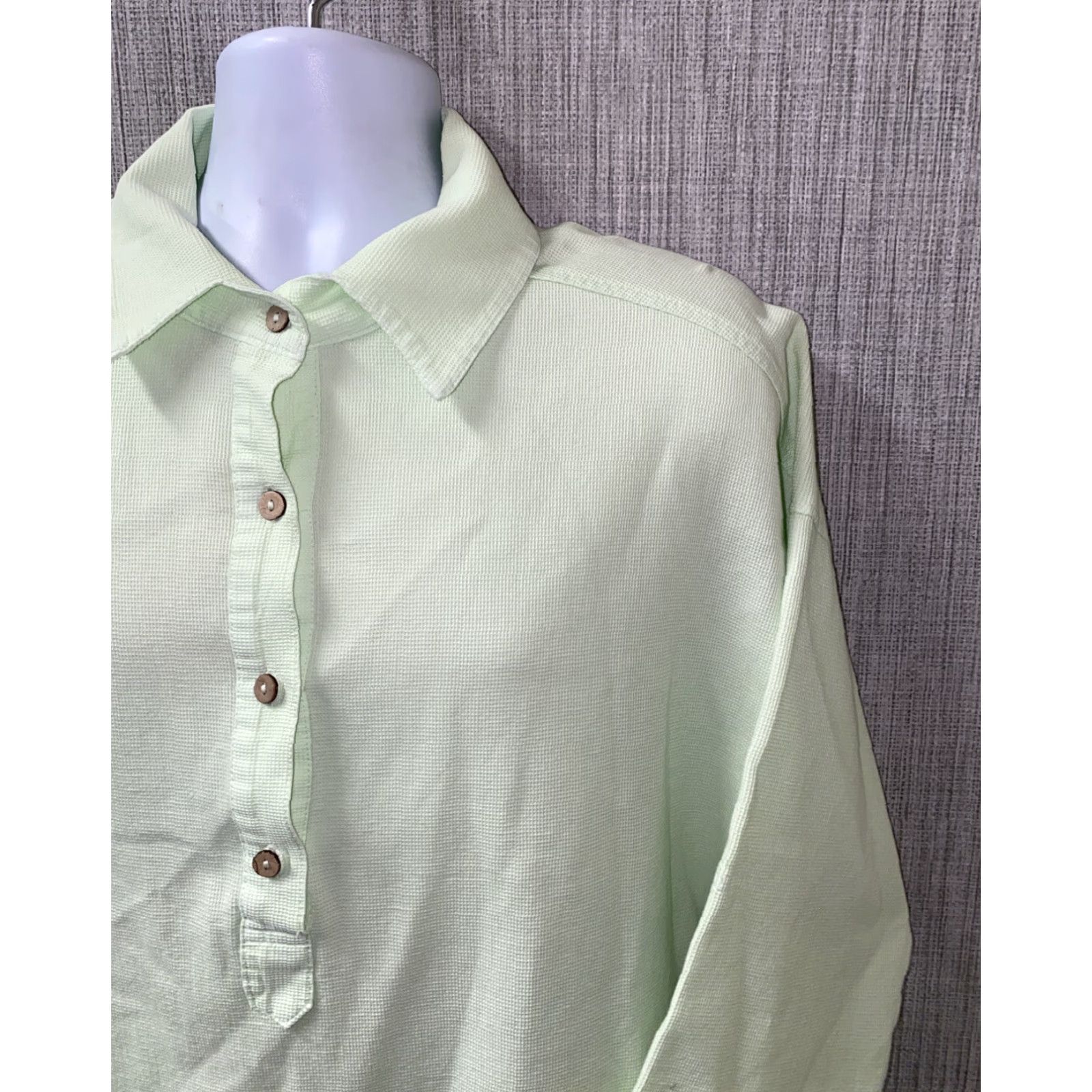 Vintage VINTAGE Sea Breeze Polo Shirt Mens Green 1/2 Button Front Size L Short Sleeve Collared Cotton Casual Shirt Men Size US L / EU 52-54 / 3 - 2 Thumbnail