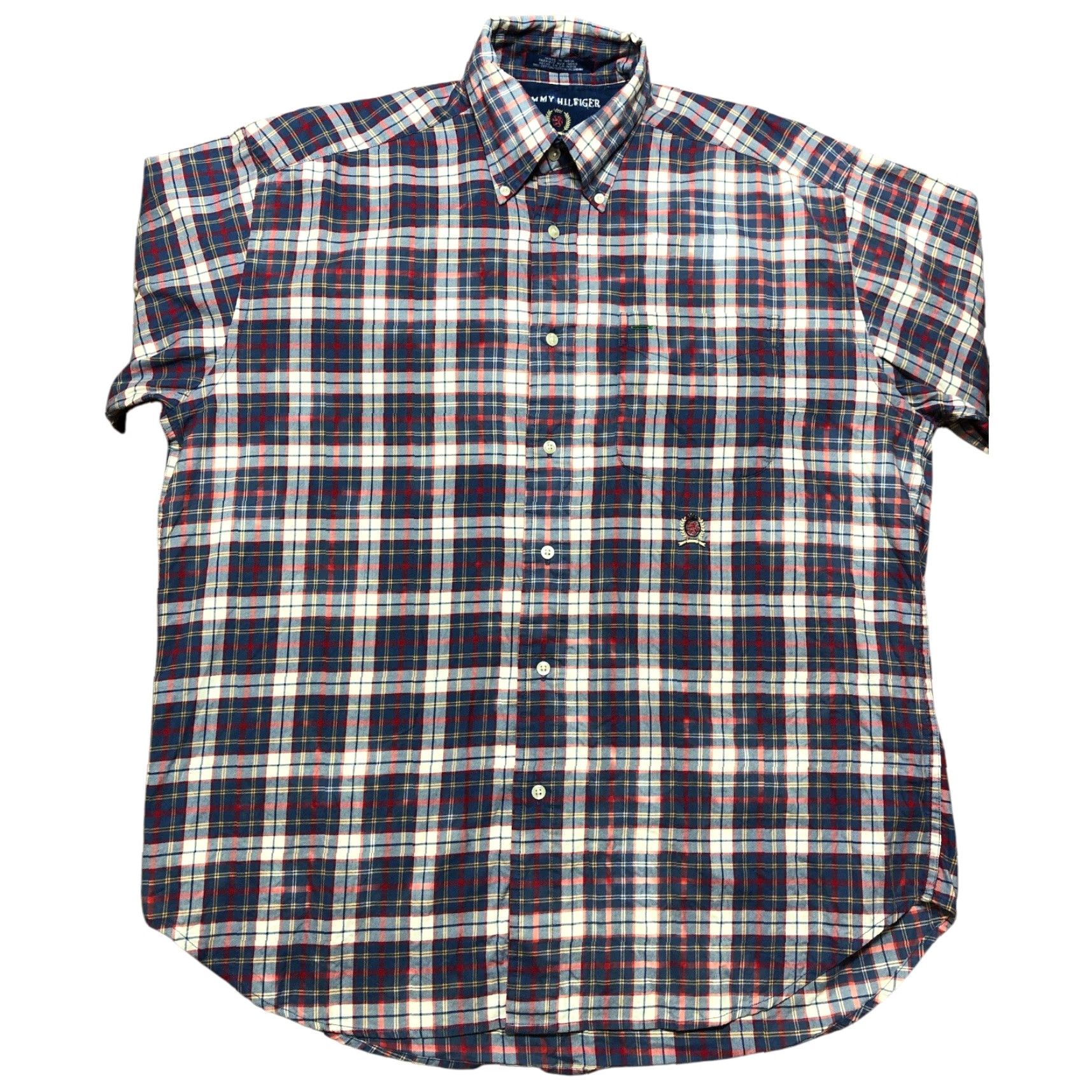 Tommy Hilfiger VINTAGE Tommy Hilfiger Crest Plaid Long Sleeve Shirt Mens M Red Blue Pocket Shirt Size US M / EU 48-50 / 2 - 2 Thumbnail