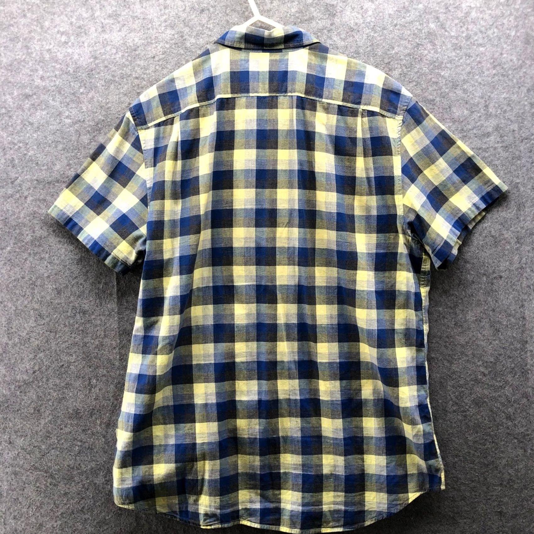 Gap Gap Lightweight Button Up Shirt Mens L Short Sleeve Blue Yellow Plaid Cotton Size US L / EU 52-54 / 3 - 2 Thumbnail