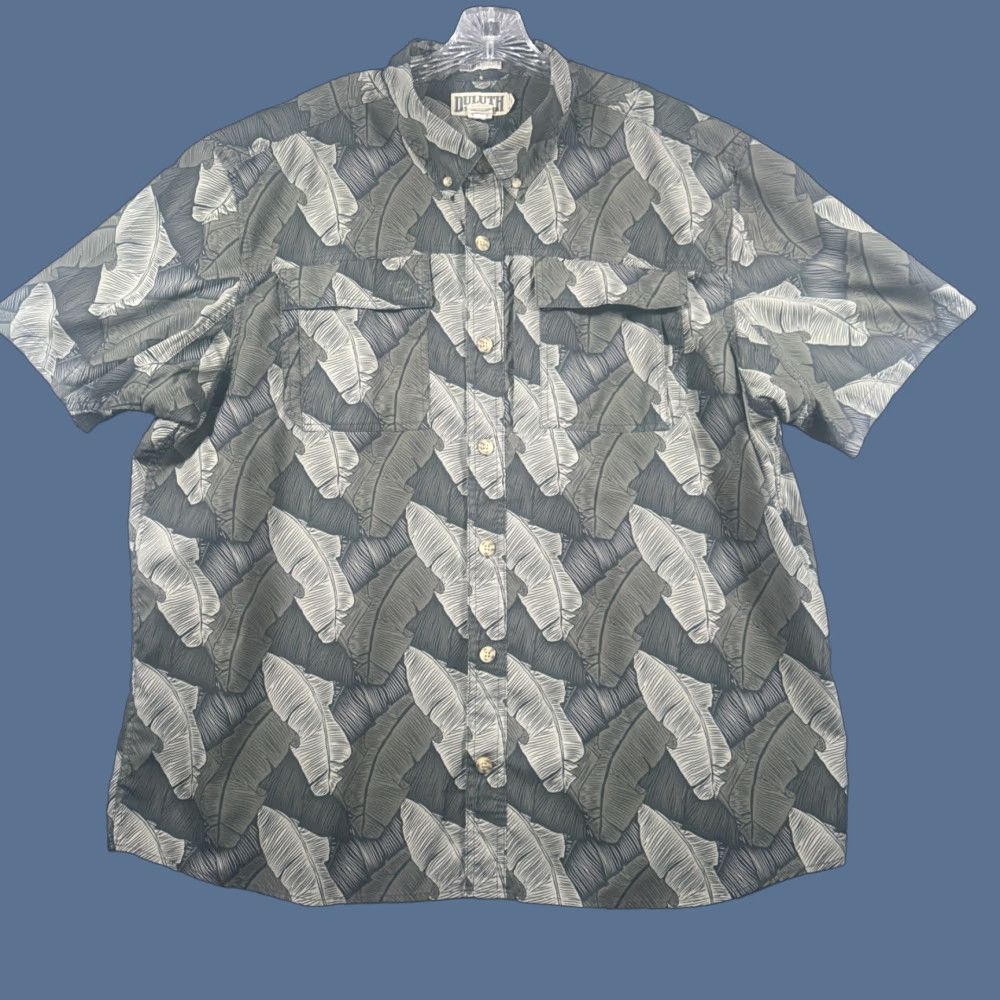 CO Duluth Untucked Button-Up Mens 2XL Short Sleeve Floral Green Button-Down Shirt Size US 39 - 1 Thumbnail