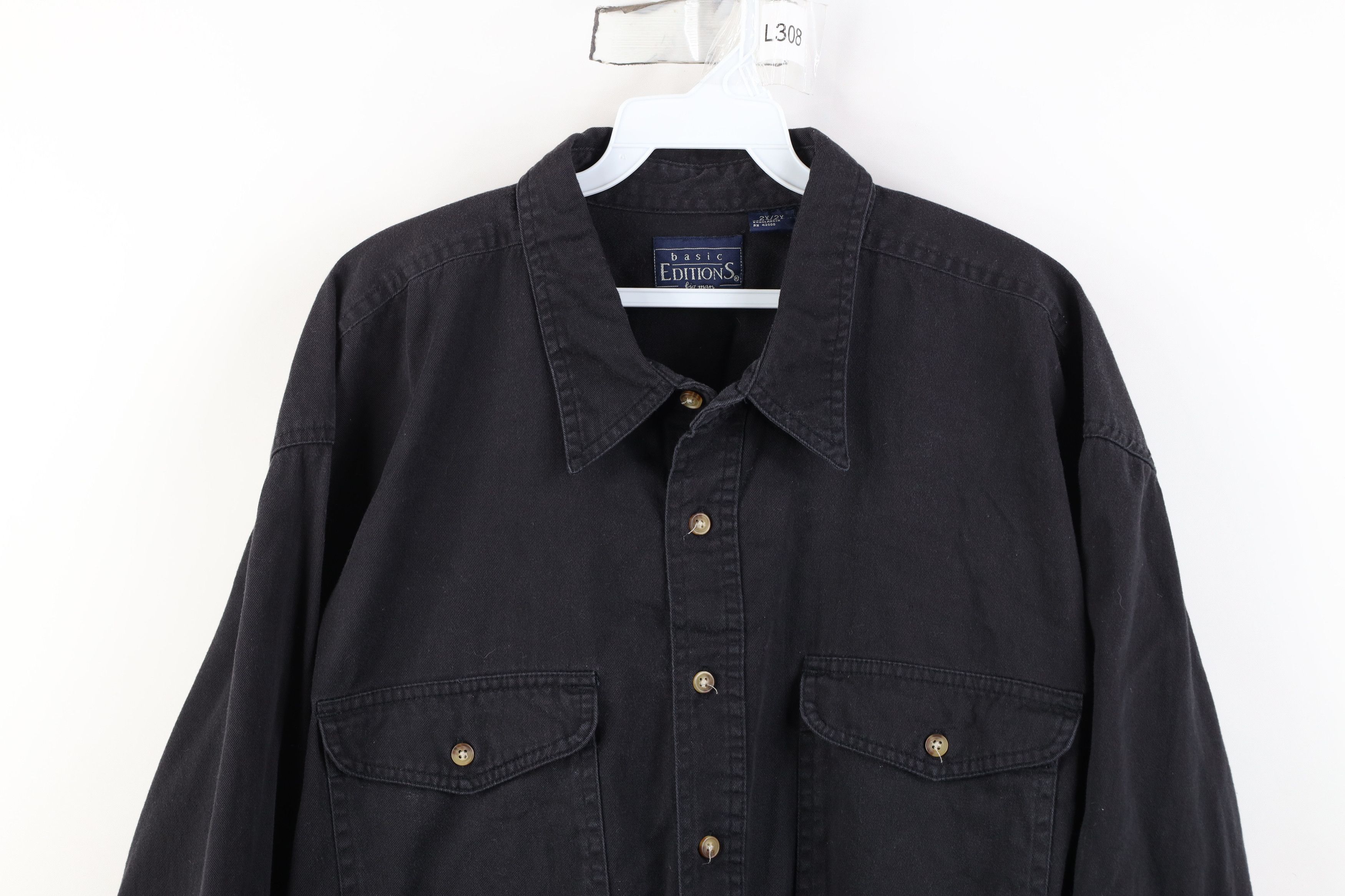 Vintage Vintage 90s Streetwear Cotton Twill Button Down Shirt Black Size US XXL / EU 58 / 5 - 2 Thumbnail