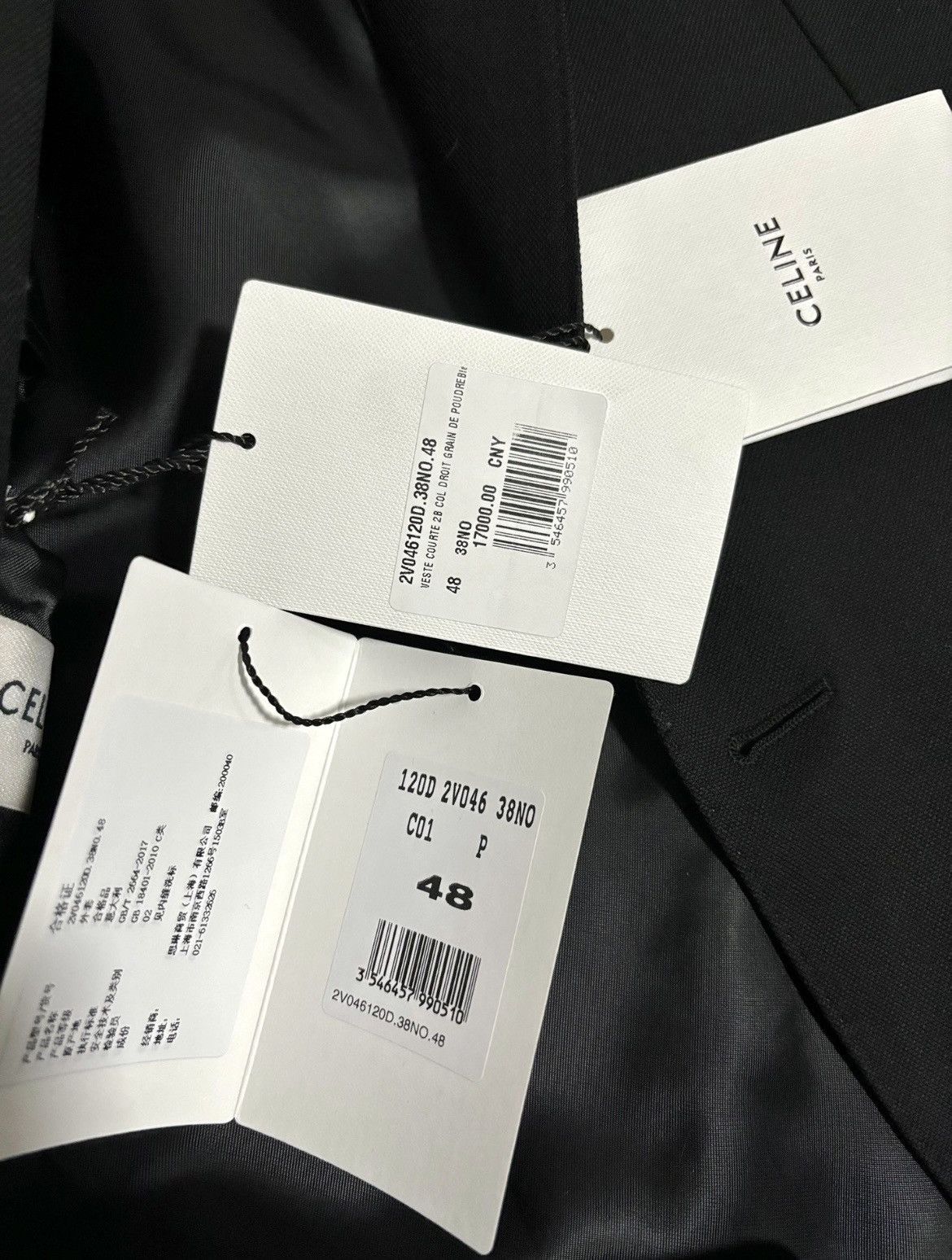 Celine × Hedi Slimane Classic Grain de Poudre Notch Lapel Jacket sz48 Size 48S - 5 Thumbnail