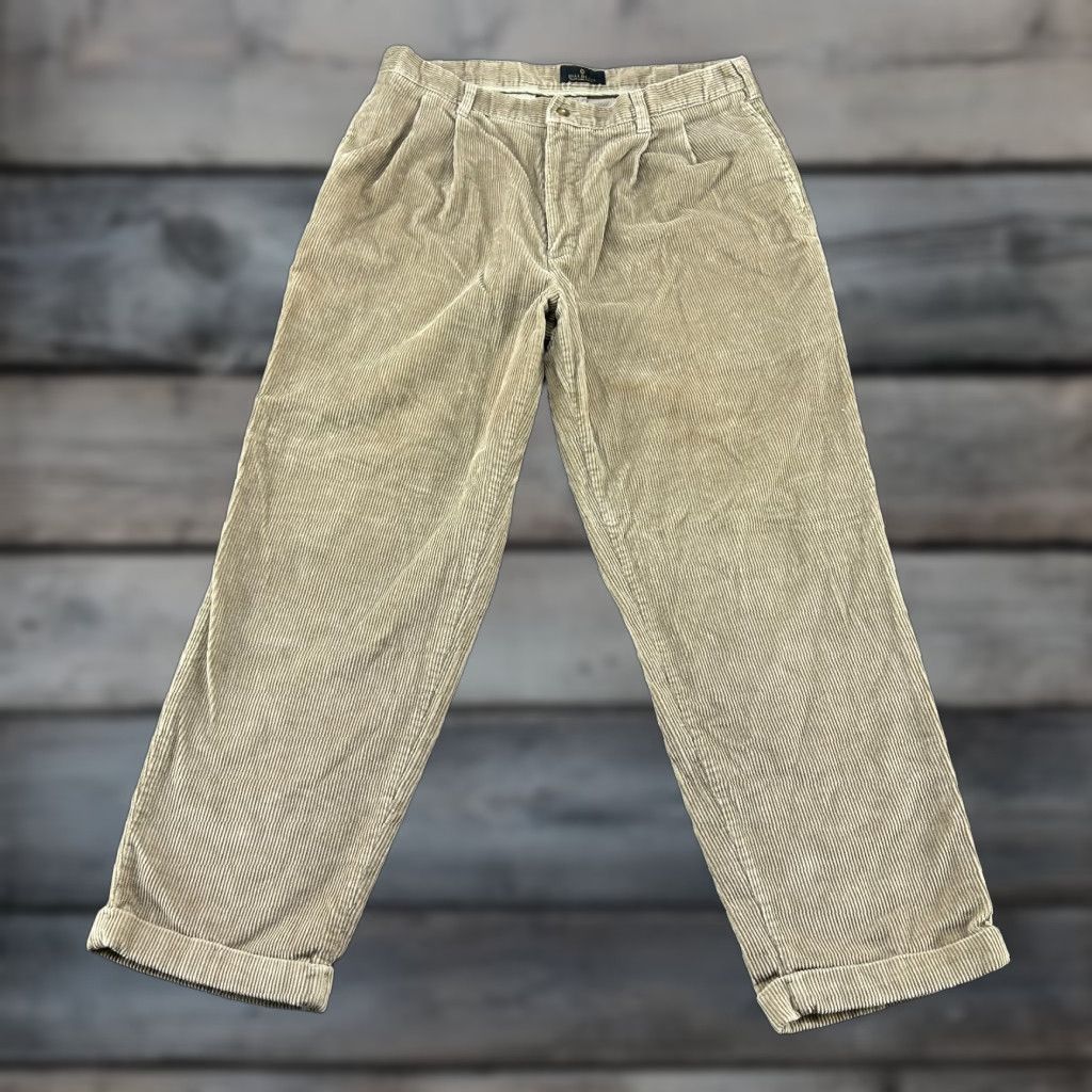 Bill Blass VINTAGE Bill Blass Corduroy Pants Mens 36x29 Brown Chino Pleated Baggy Loose 90s Size US 36 / EU 52 - 1 Thumbnail