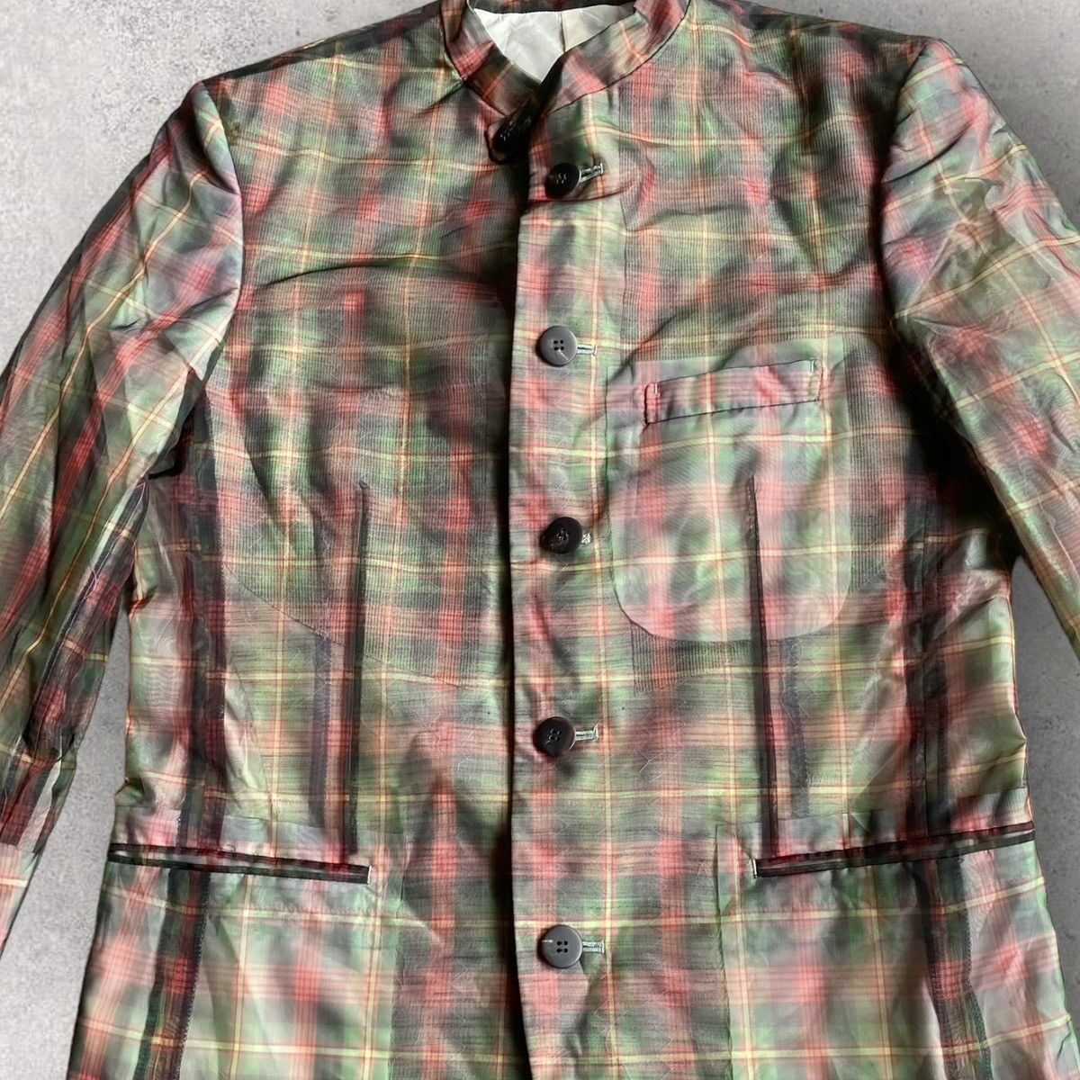 Issey Miyake Vintage SS96 Runway Translucent Tartan Plaid Jacket Size US M / EU 48-50 / 2 - 3 Thumbnail