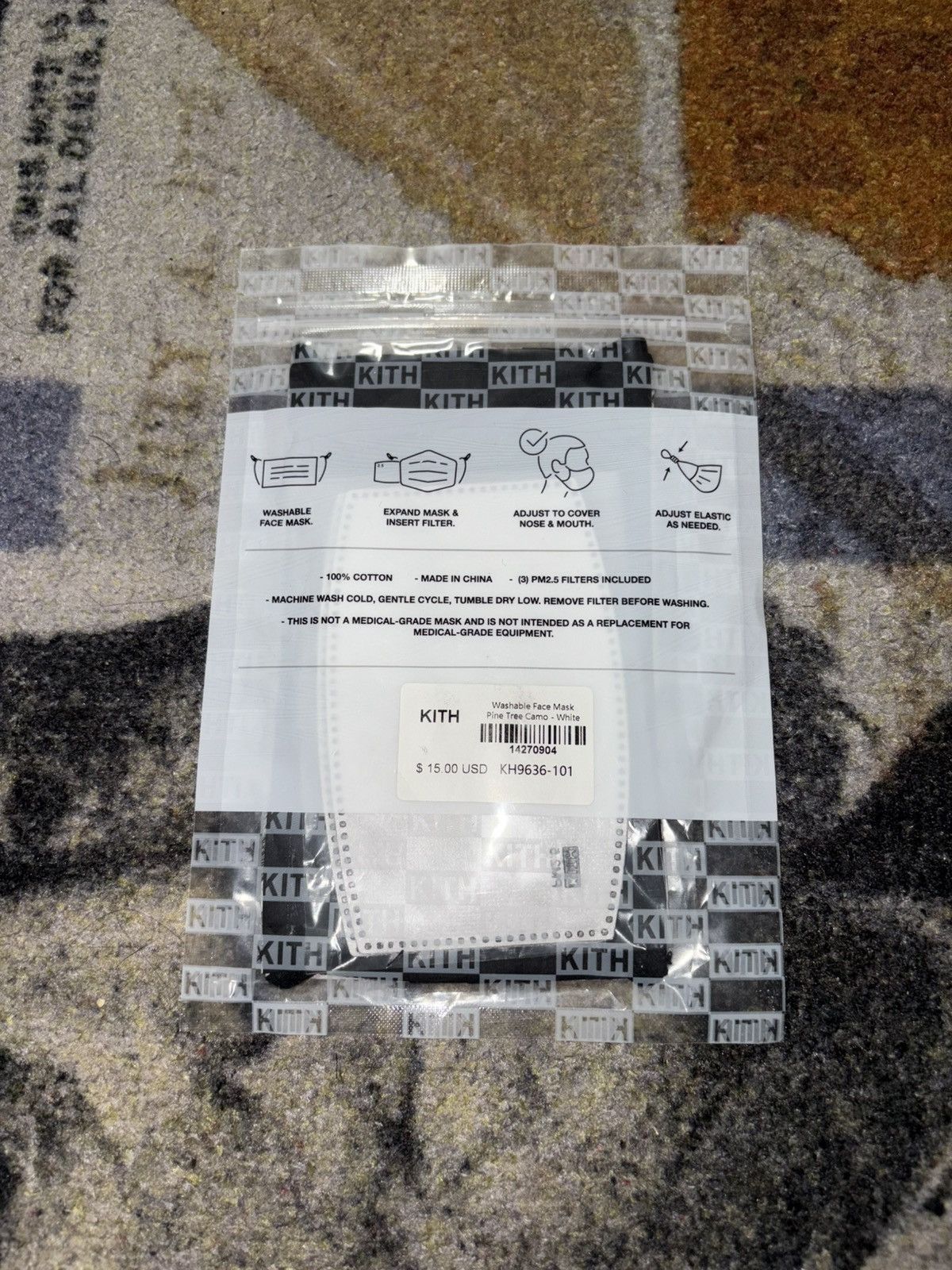 Kith Kith Washable Face Mask Pine Tree Camo (SEALED) Size ONE SIZE - 2 Thumbnail