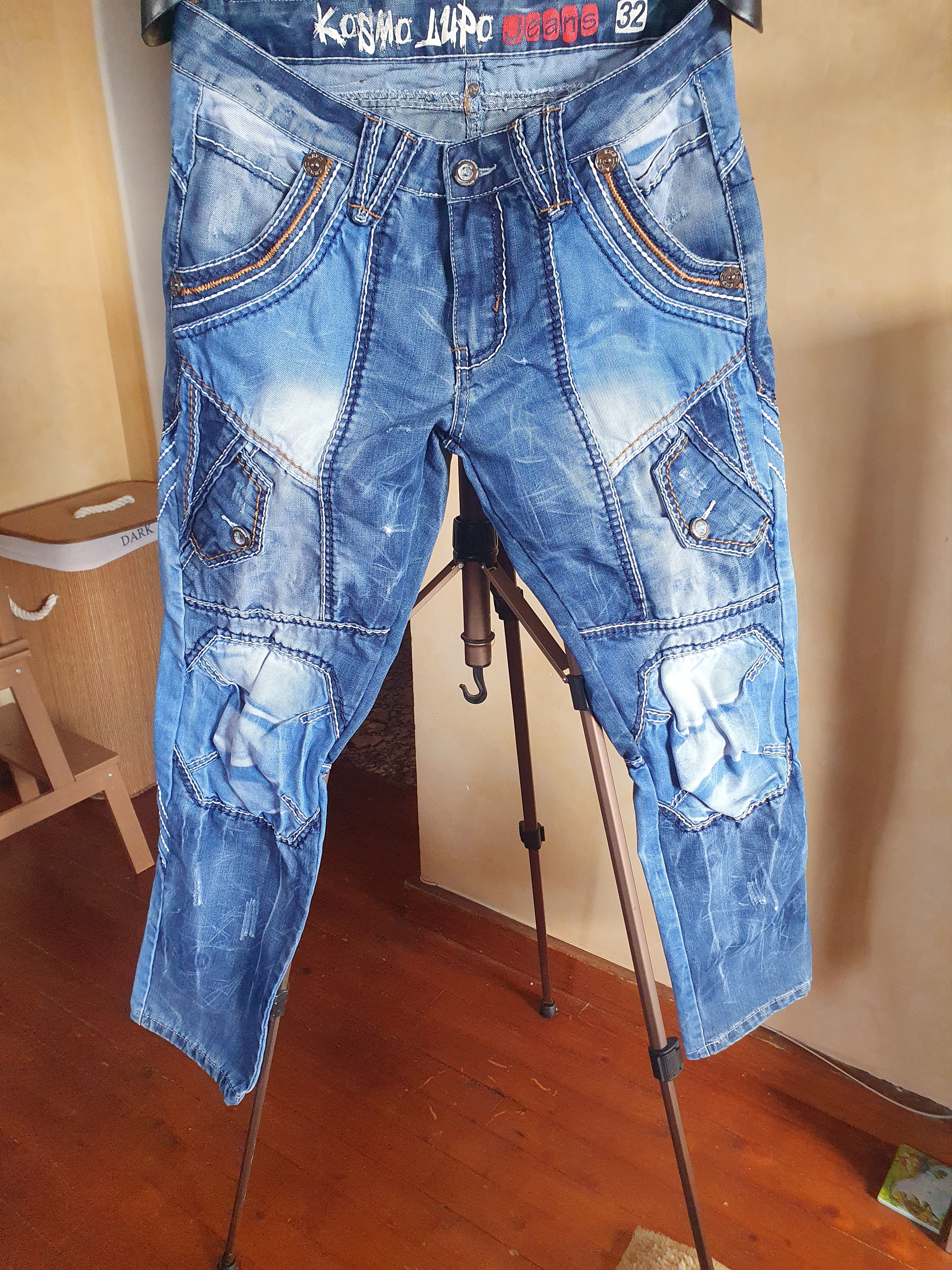Other Kosmo Lupo Jeans Embroidered Patchwork Тhick Seams Size US 32 / EU 48 - 1 Thumbnail