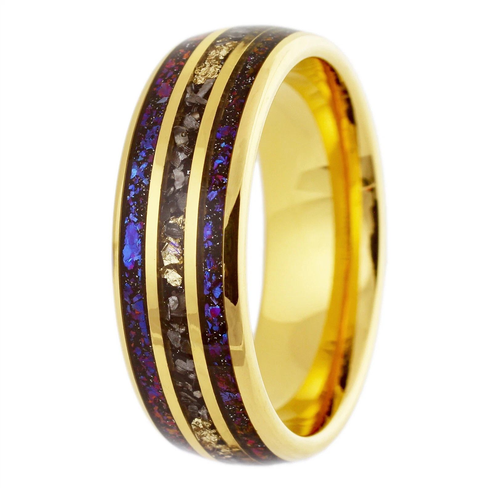 Other Gold Plated Tungsten Gold Leaf & Faux Meteorite Galaxy Ring Size ONE SIZE - 2 Thumbnail