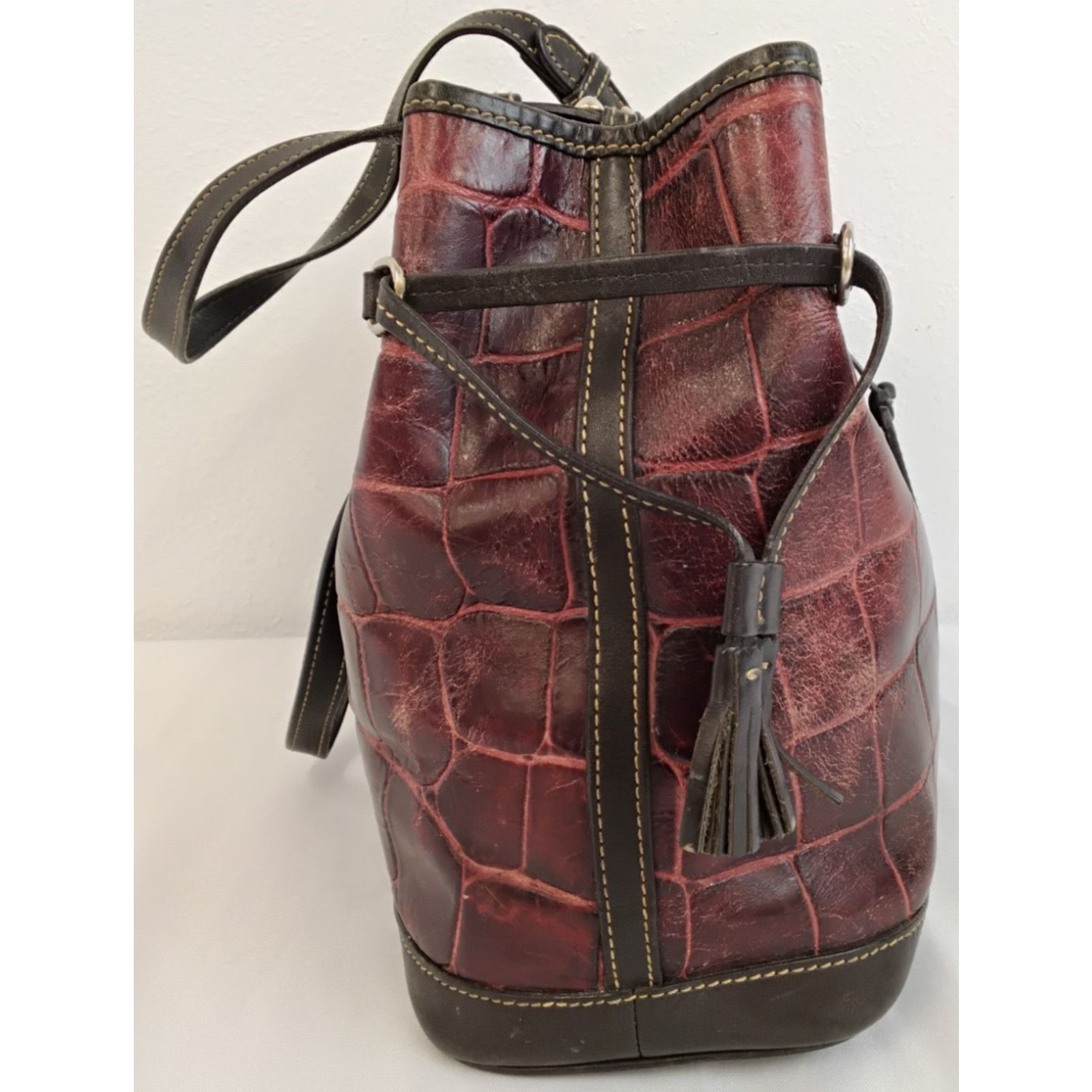 Dooney & Bourke Dooney & Bourke Handbag Red Croc Embossed Leather VTG Size ONE SIZE - 6 Thumbnail