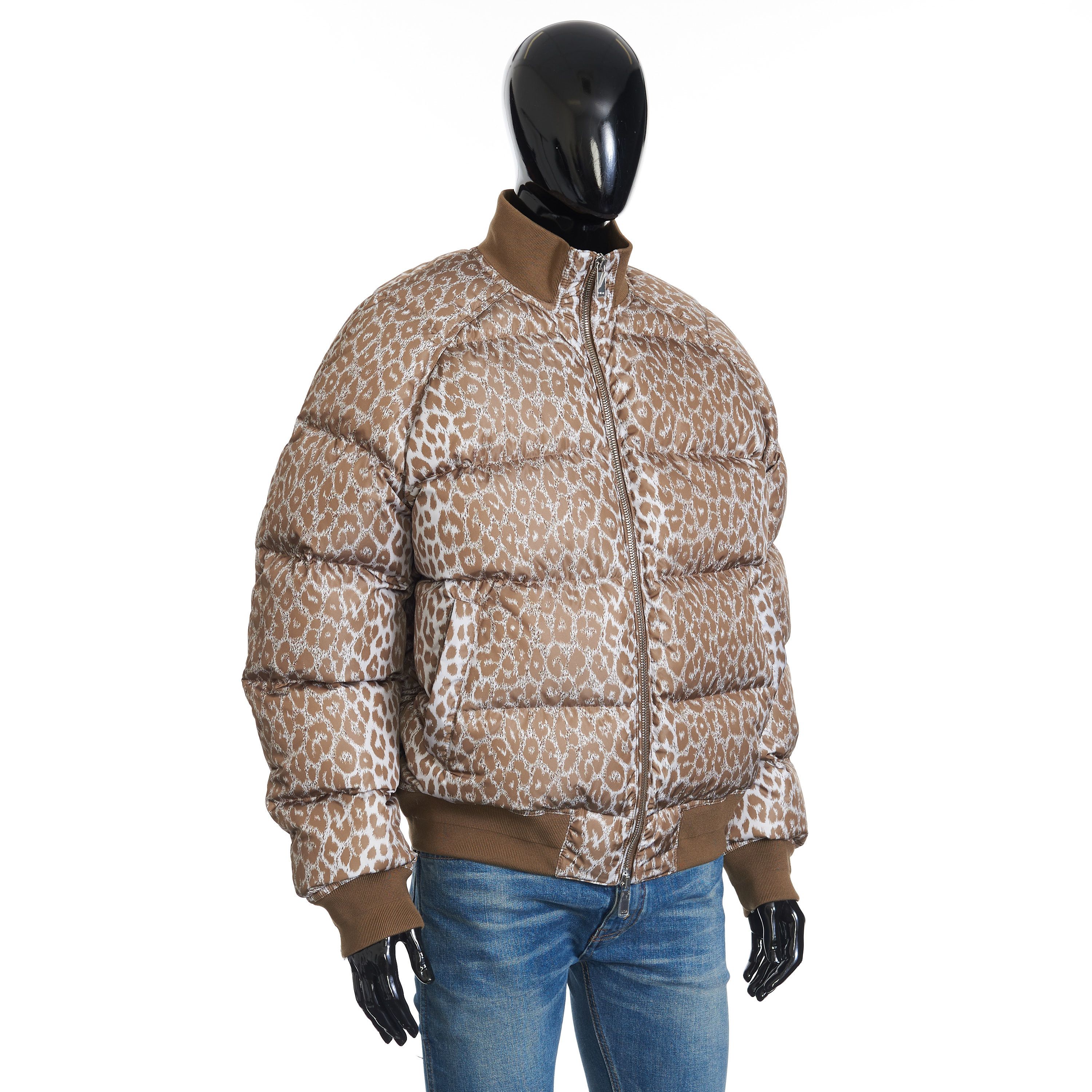Dior Brown Goose Down Jacket In Leopard Print Technical Polyamide Size US M / EU 48-50 / 2 - 8 Thumbnail