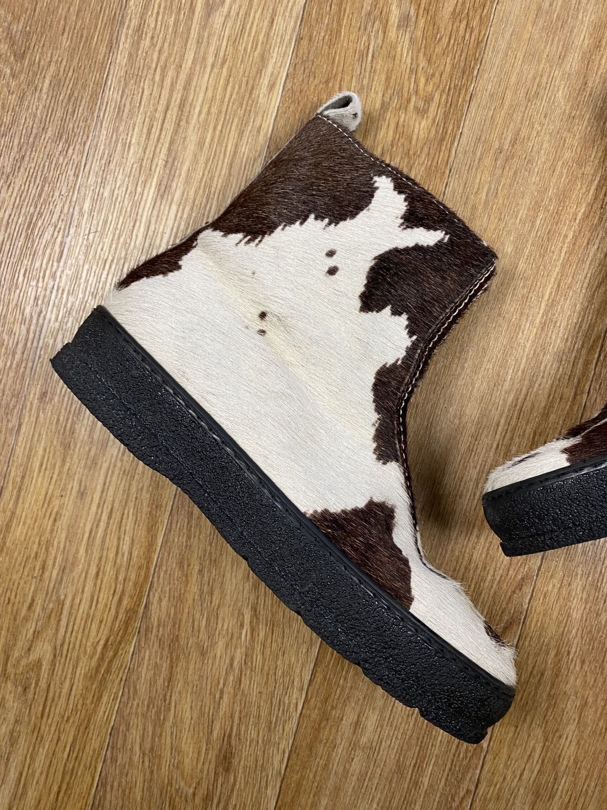 Designer × Vintage Ammann Sarnac Animal Print Cowhide Fur Ankle Rubber Boots Size US 9 / IT 39 - 3 Thumbnail