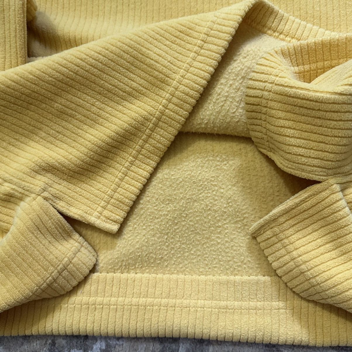 Tommy Hilfiger × Vintage VTG Y2K Tommy Hilfiger Yellow Corduroy Style Fleece V-Neck Size US XL / EU 56 / 4 - 7 Thumbnail