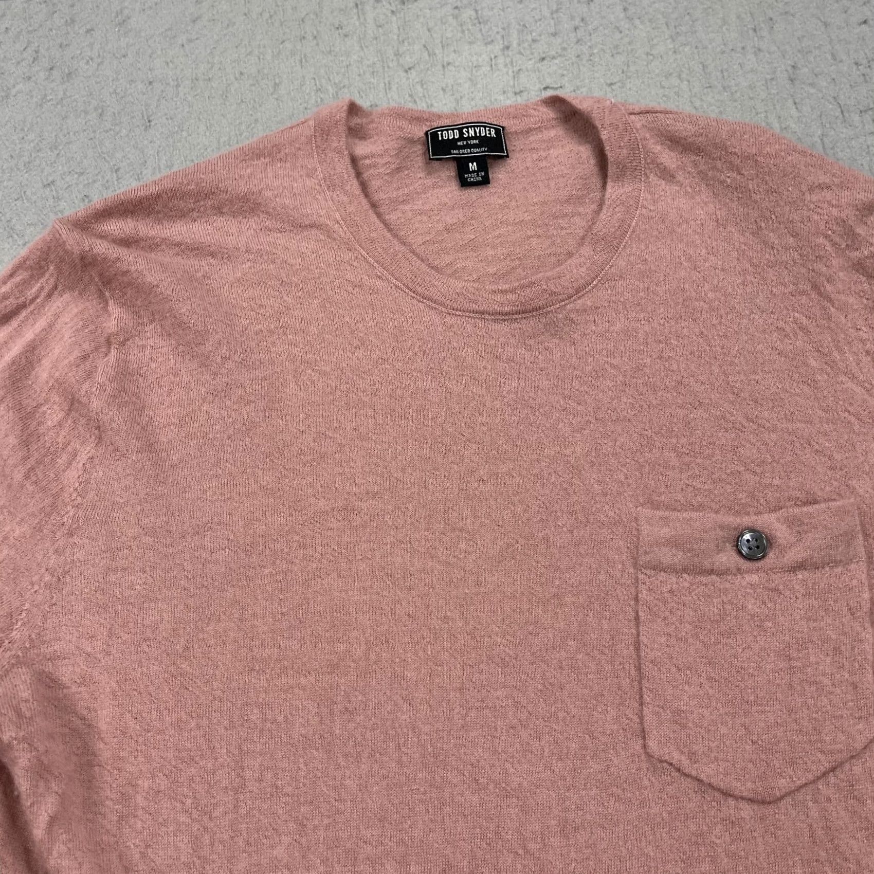 Todd Snyder VINTAGE Todd Snyder Sweater Mens Medium Pink 100% Cashmere Crewneck Pocket Long Sleeve Size US M / EU 48-50 / 2 - 2 Thumbnail