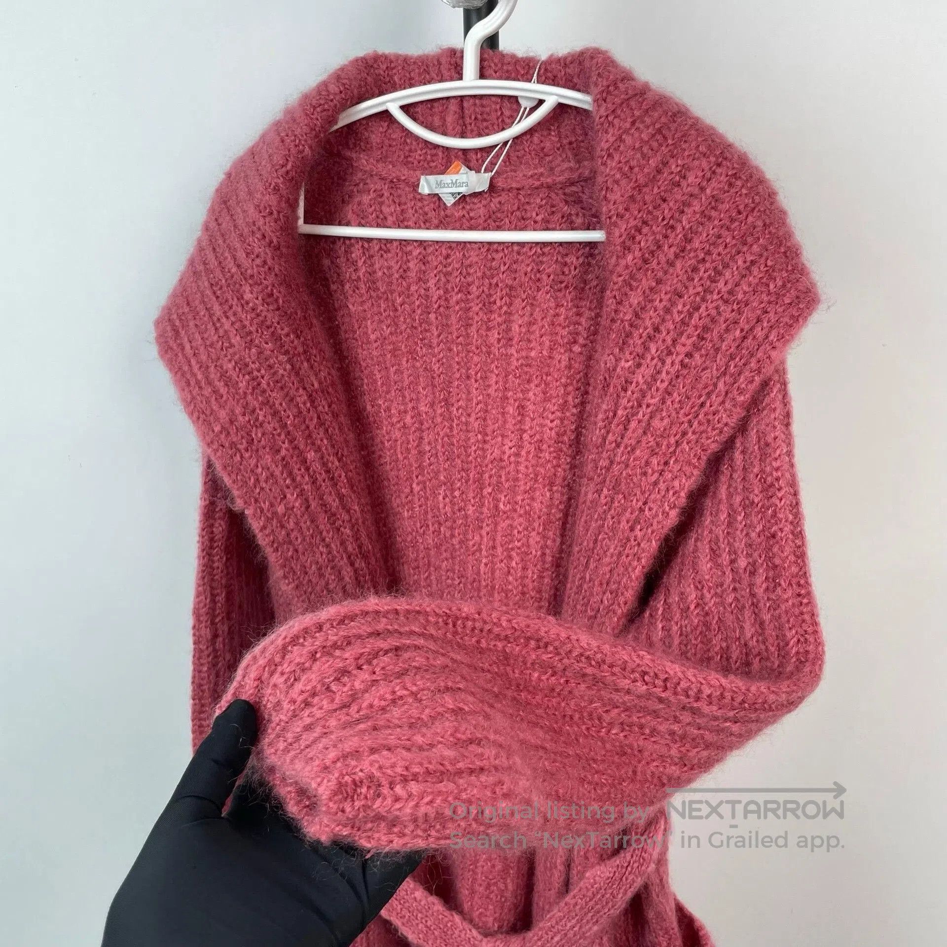 Max Mara MaxMara Pink Mohair Long Knit Coat. Size M / US 6-8 / IT 42-44 - 3 Thumbnail