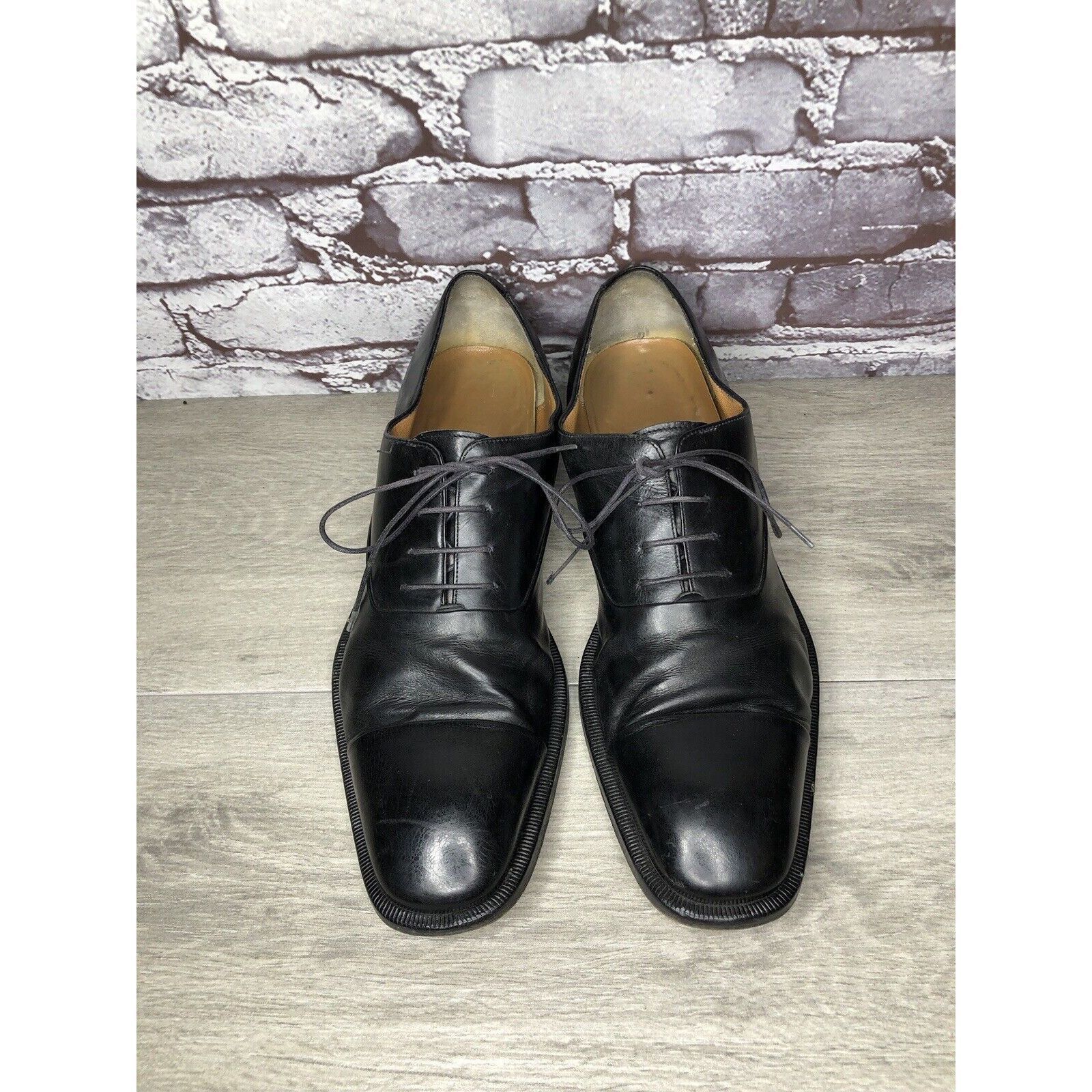Salvatore Ferragamo Salvatore Ferragamo Black Leather Cap Toe Dress Shoes Oxford Size US 10.5 / EU 43-44 - 20 Thumbnail