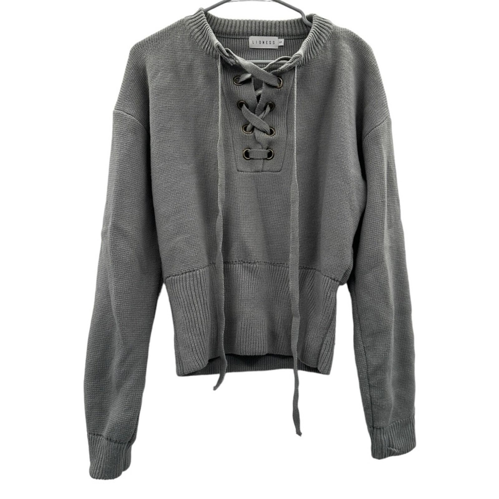 Lioness Lioness Gray Chunky Lace Up Knit Long Sleeve Sweater Sz S Size M / US 6-8 / IT 42-44 - 3 Thumbnail