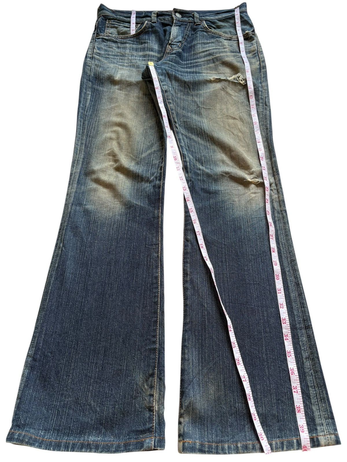 Edwin Exclusive Vintage Edwin 401 Mud Wash Distressed Flare Jeans Size US 30 / EU 46 - 14 Thumbnail