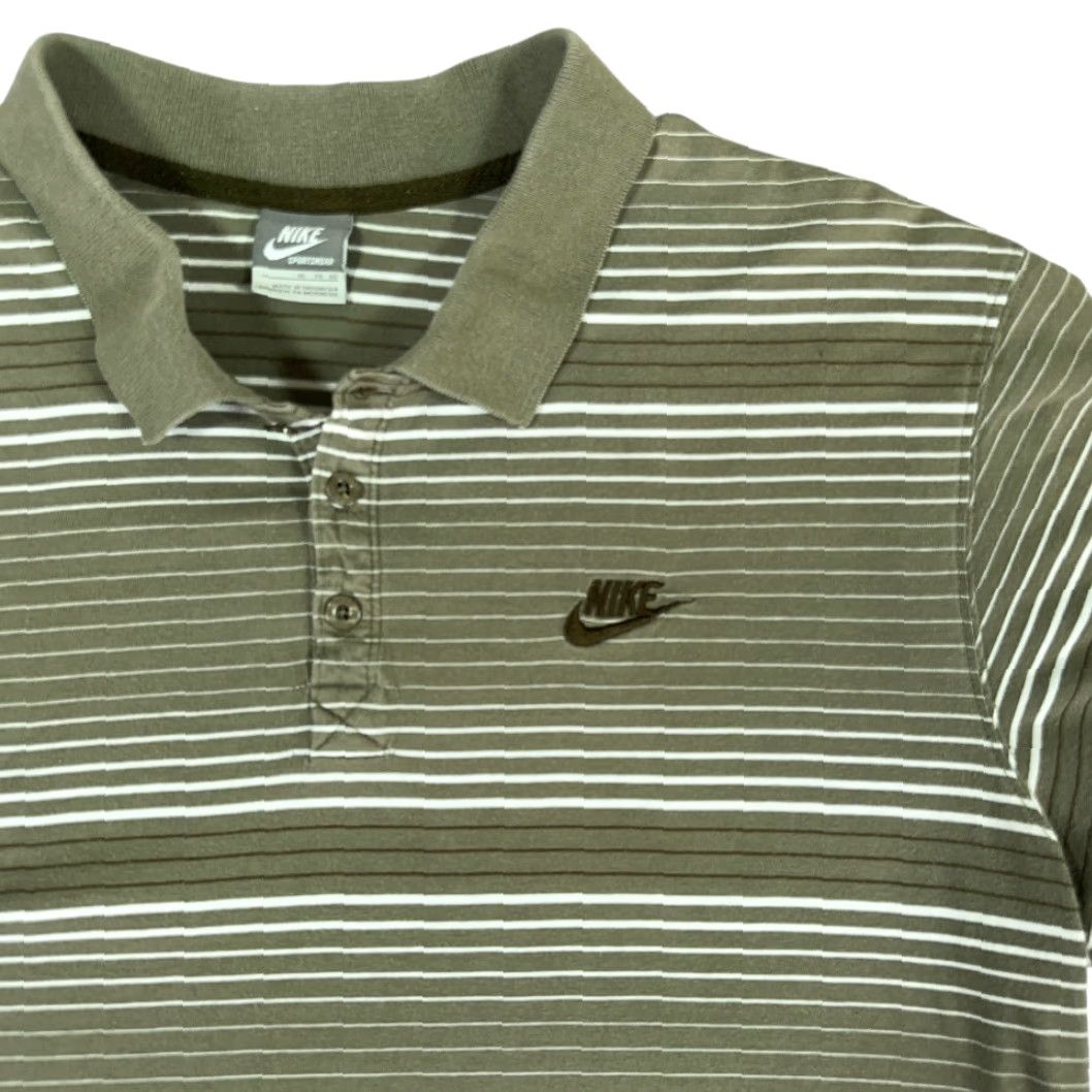 Nike Nike Polo Shirt Adult XL Brown Striped Swoosh Y2K Chest 23.5 Length 30 Short Sleeve Cool 2000s Nike Sportswear Mens Polo Shirt Brown Striped Swoosh Size US XL / EU 56 / 4 - 2 Thumbnail