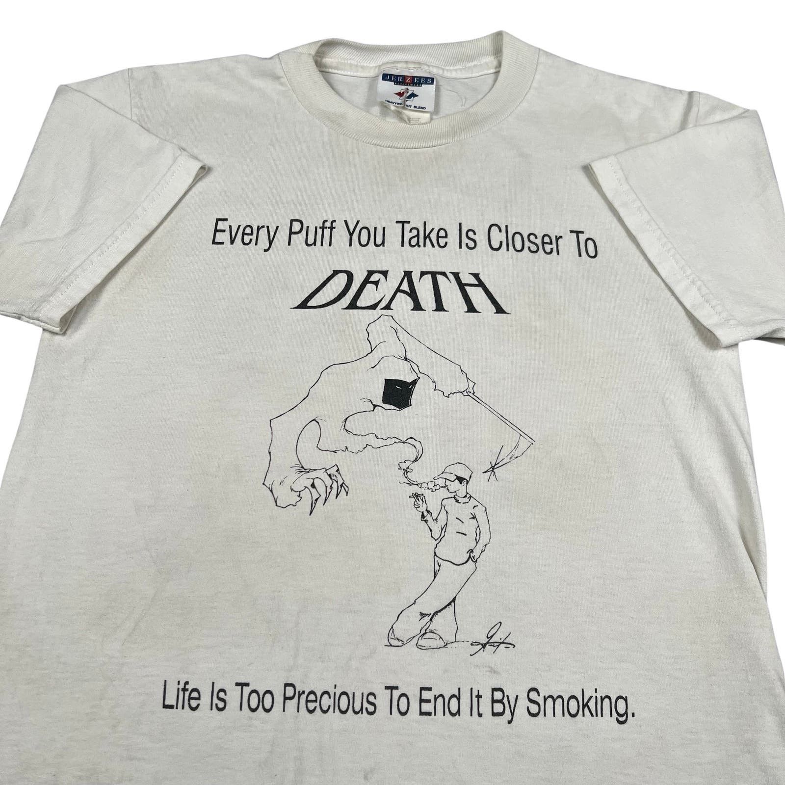 image of Vintage Up In Smoke Anti Tobacco Cigarette Promo T Shirt in White, Men's (Size Small)