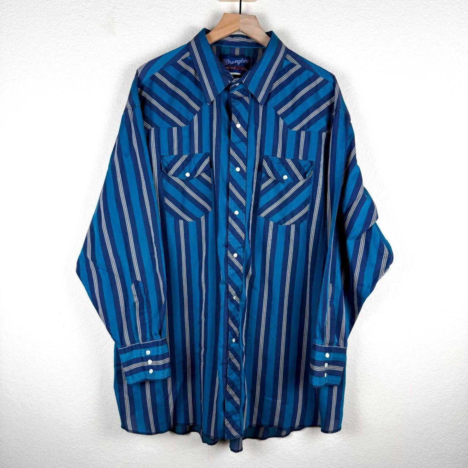 Wrangler Wrangler Shirt Men's X-Long Navy Turquoise Size US XL / EU 56 / 4 - 1 Thumbnail