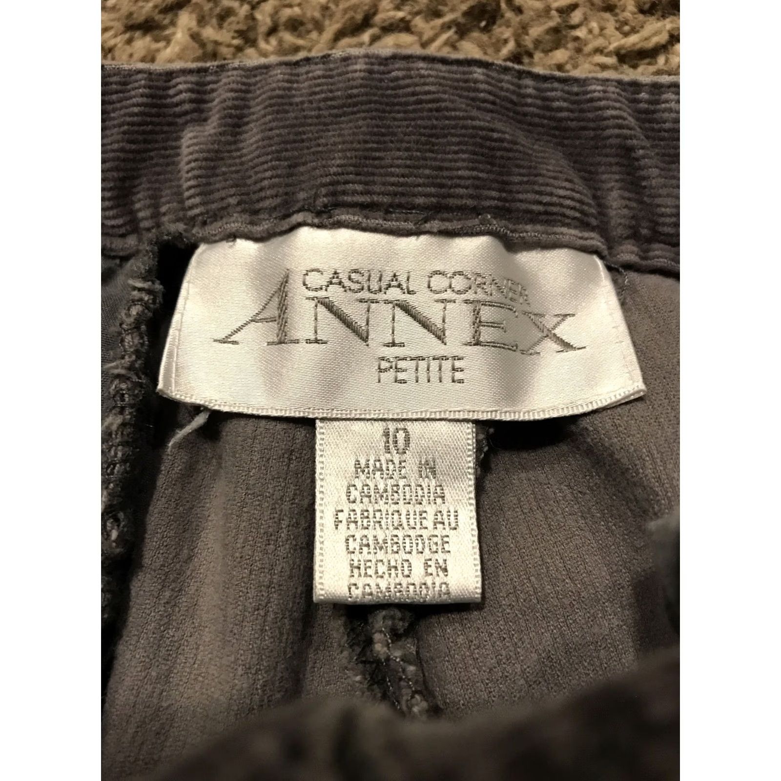 Vintage Casual Corner Annex Pants Womens Gray Corduroy 10P Petite Regular Straight Inseam 27 in Pockets 28 in Waist Designer Vintage No Size 32" / US 10 / IT 46 - 2 Thumbnail