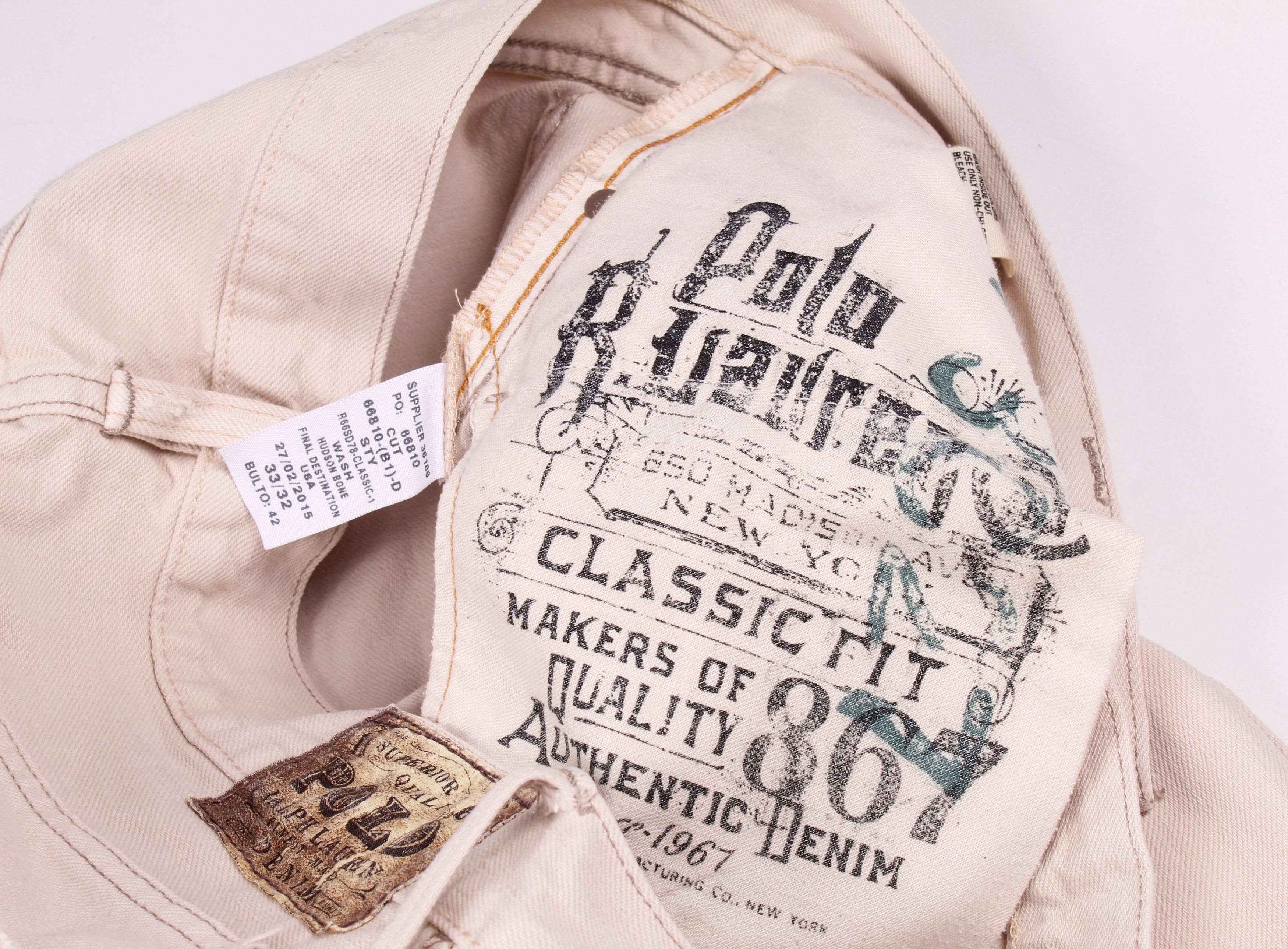 Polo Ralph Lauren Vintage Polo Ralph Lauren Beige Classic Fit Denim Jeans Size US 33 - 5 Thumbnail