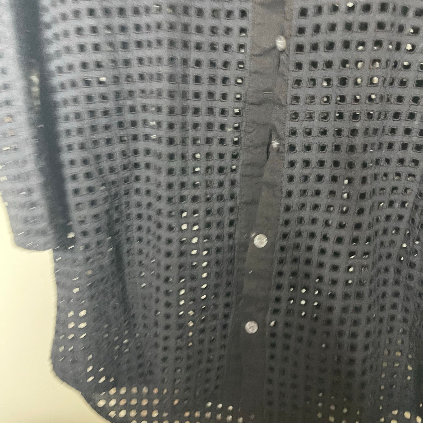 Pierre Balmain Pierre Balmain Black Eyelet Collarless Button Front Blouse Size S / US 4 / IT 40 - 6 Thumbnail