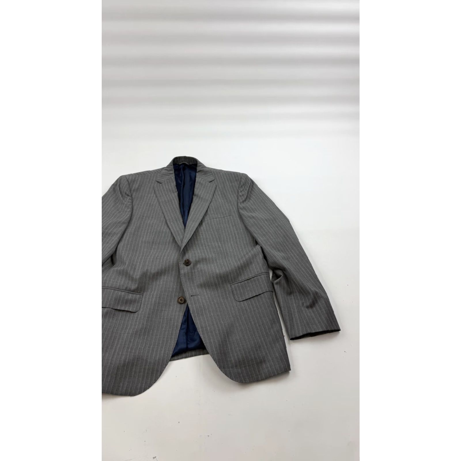 Jack Victor VINTAGE Jack Victor Blazer Mens 42R Gray Pinstripe Wool Two-Button Notch Lapel Ryan CT Jacket Suit Jacket Size 42R - 2 Thumbnail