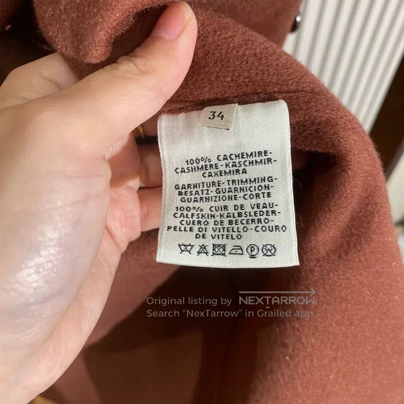 Hermes Hermes Caramel Brown Leather Buckle Double-Faced Cashmere Size XXS / US 00 / IT 34 - 4 Thumbnail