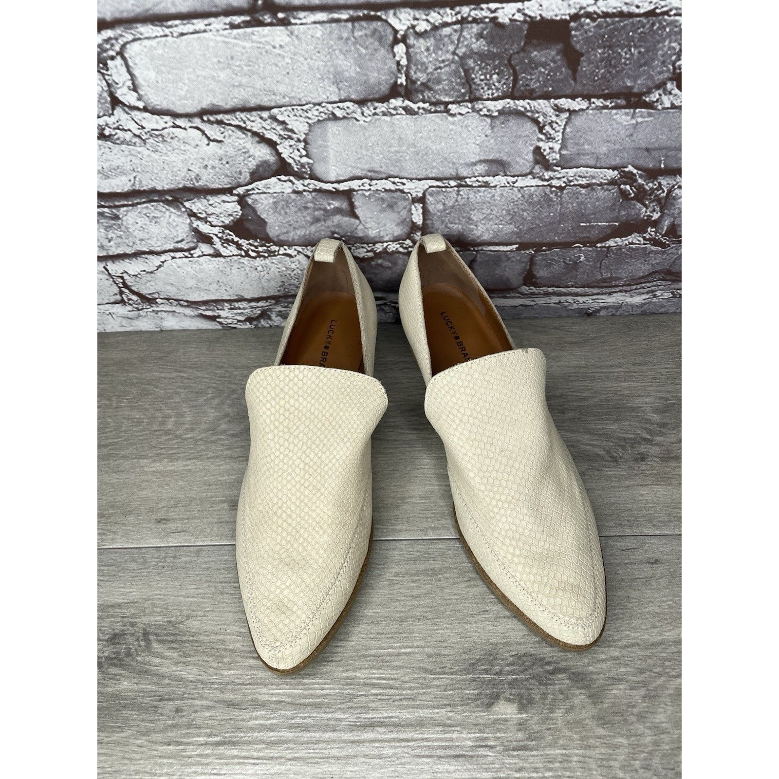 Lucky Brand Lucky Brand Mahzan Ivory Leather Lizard Print Loafer Heel Sh Size US 9.5 / IT 39.5 - 2 Thumbnail