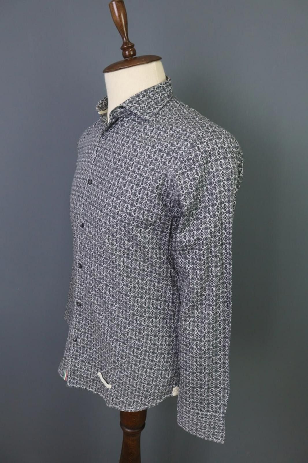Designer Tintoria Mattei 954 Slim Luxury Printed Shirt Size 40 Size US M / EU 48-50 / 2 - 7 Thumbnail