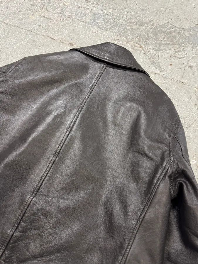 Armani × Designer × Vintage 2000s Armani Brown Buttoned Leather Jacket Size US S / EU 44-46 / 1 - 7 Thumbnail