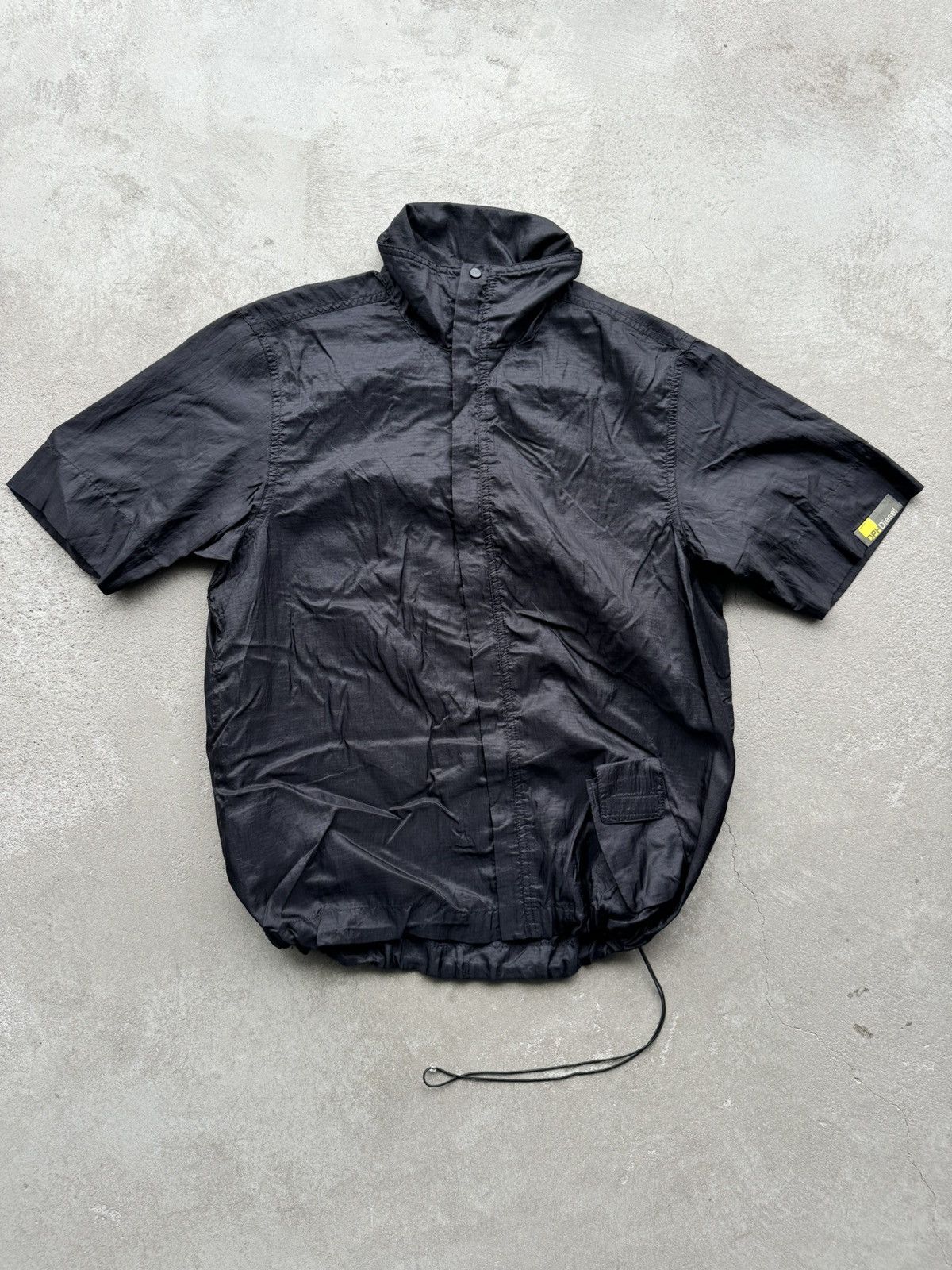 Y2K Diesel Avant Garde Nylon Tech Wear Short Zip Shirt