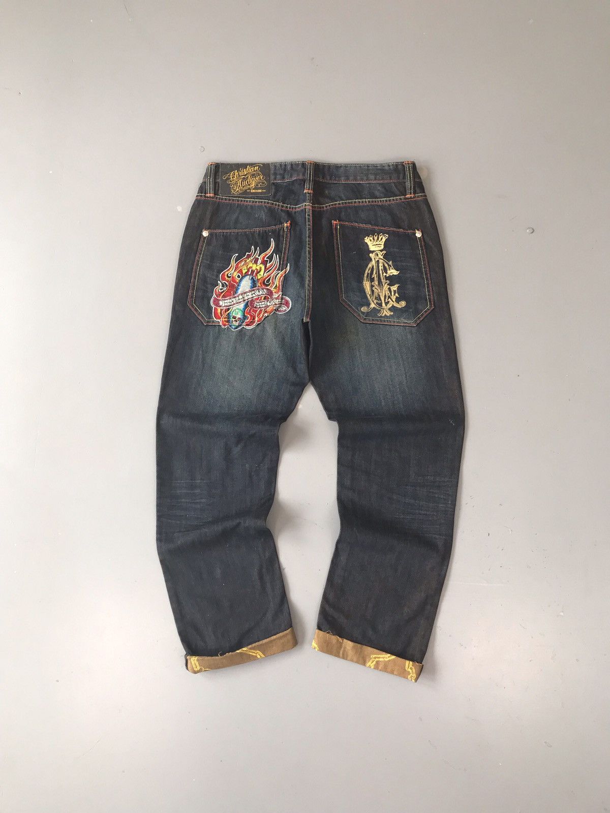 Christian Audigier × Ed Hardy Vintage Christian Audigier embroidered denim Size US 36 / EU 52 - 1 Thumbnail