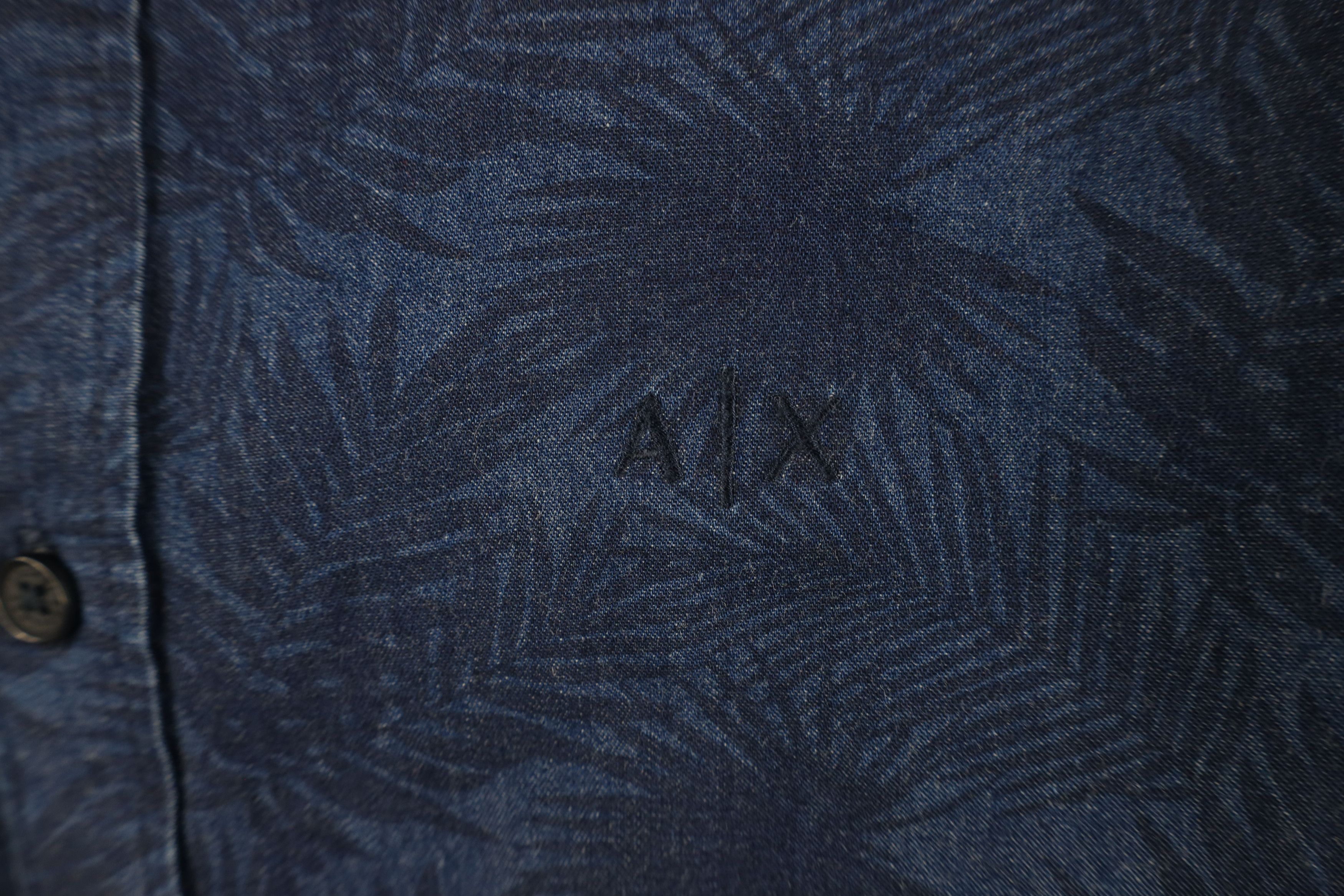 Armani Exchange × Vintage Armani Exchange Fit Palm Tree Leaf Denim Button Shirt Blue Size US M / EU 48-50 / 2 - 6 Thumbnail
