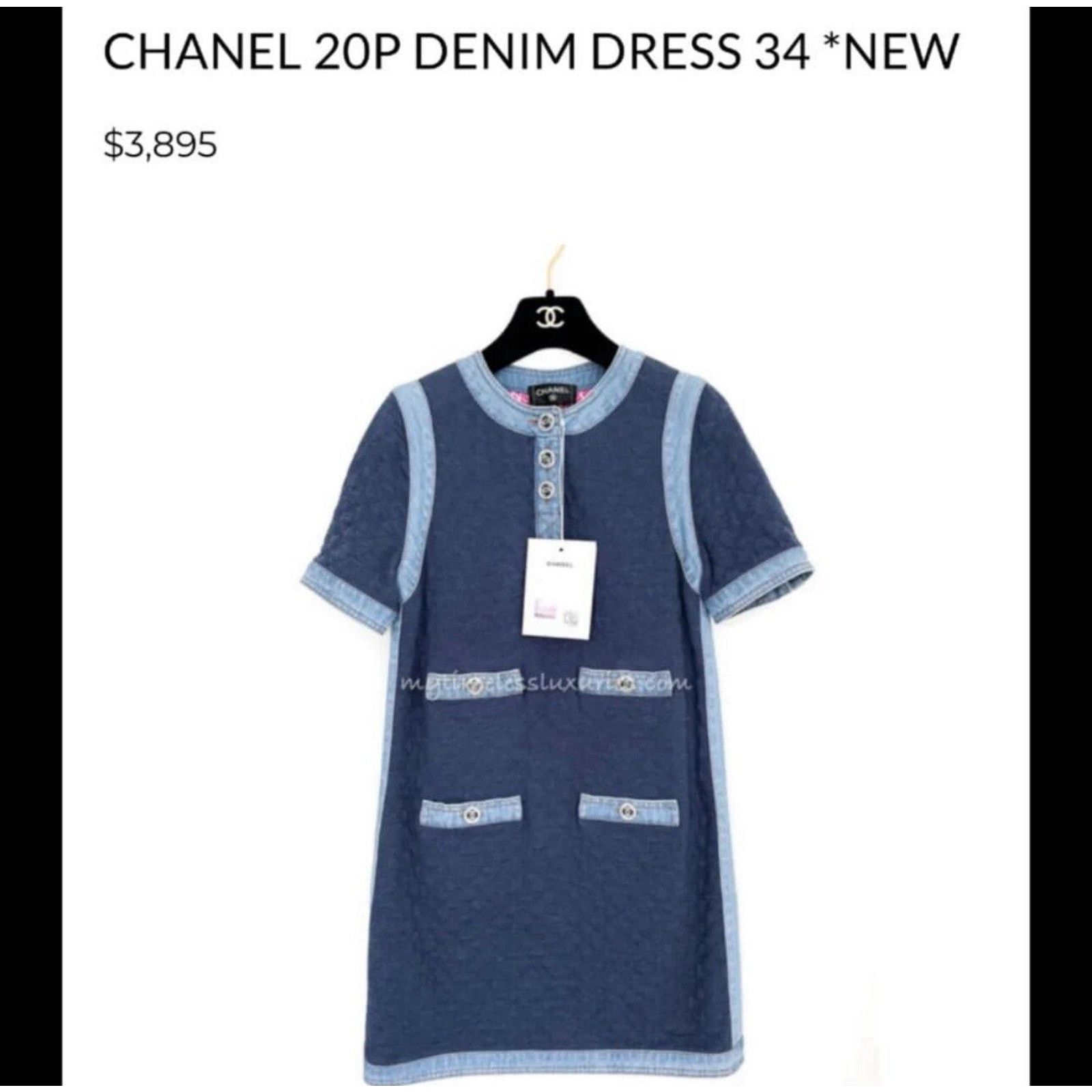 Chanel Chanel Short Sleeve Mini Denim Quilting 2020 Cotton Sz.42 Size M / US 6-8 / IT 42-44 - 4 Thumbnail