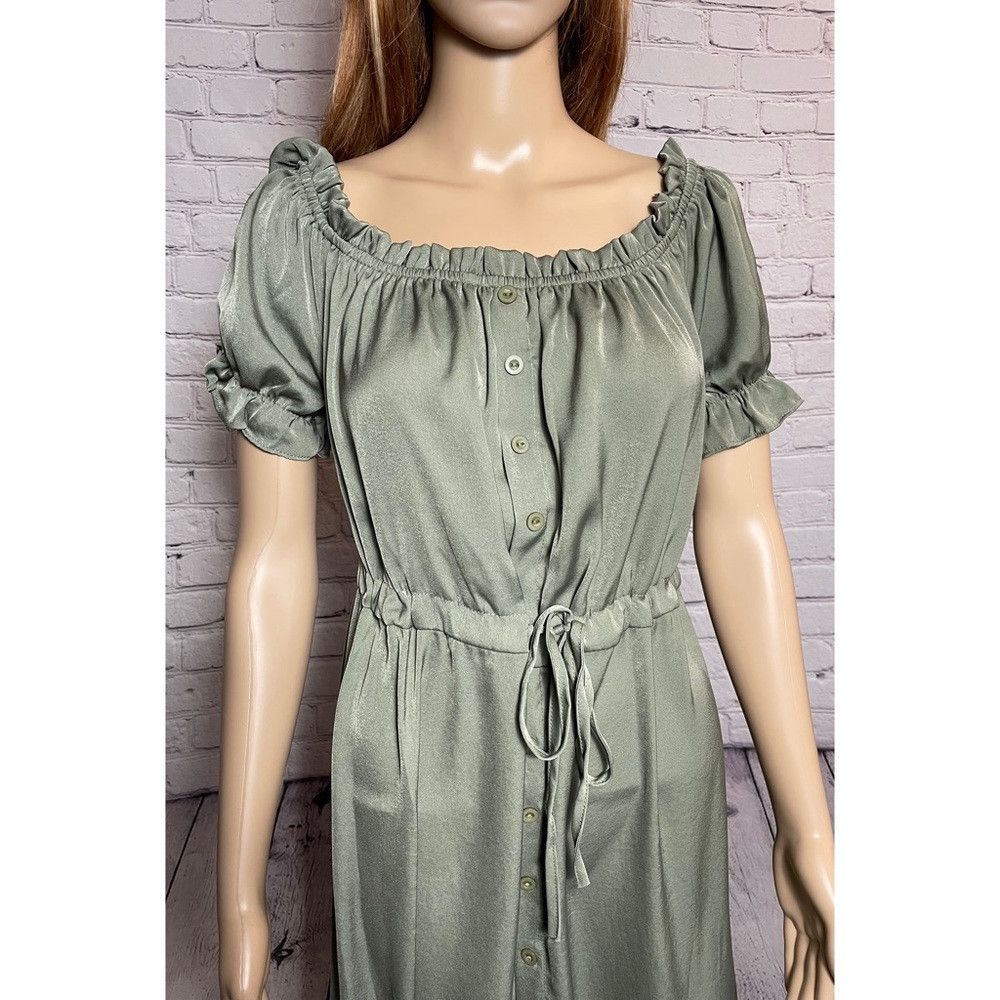 Other NWT New $195 Stellah High-Low Tie-Waist Sage Shirtdress Siz Size M / US 6-8 / IT 42-44 - 3 Thumbnail
