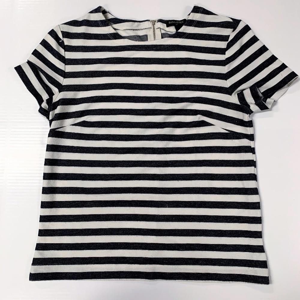 Banana Republic Banana Republic Darted Back Zip Striped Top, Small Size S / US 4 / IT 40 - 1 Thumbnail