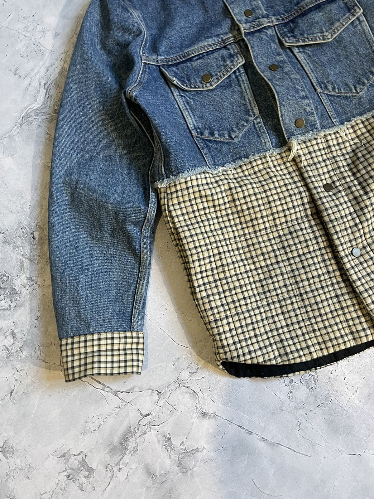 Designer × Japanese Brand × Sandro Sandro Patchwork Denim Blazer Jacket 2018 Size S / US 4 / IT 40 - 4 Thumbnail