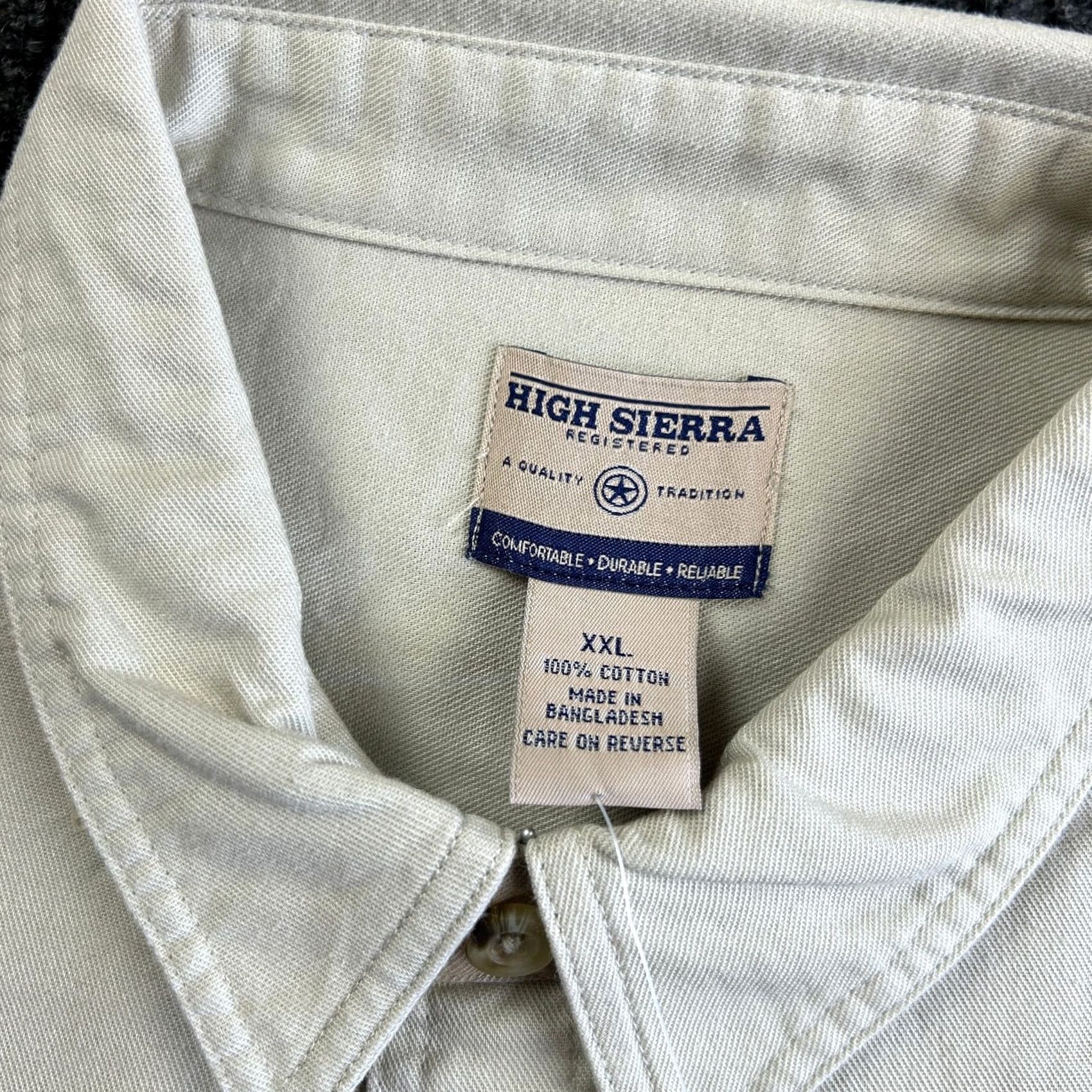 High Sierra VINTAGE High Sierra Button-Down Shirt XXL Beige 100% Cotton NEW Long Sleeve Casual Mens 2XL Beige Western 90s Classic Retro Streetwear - Shirt Size US XXL / EU 58 / 5 - 2 Thumbnail