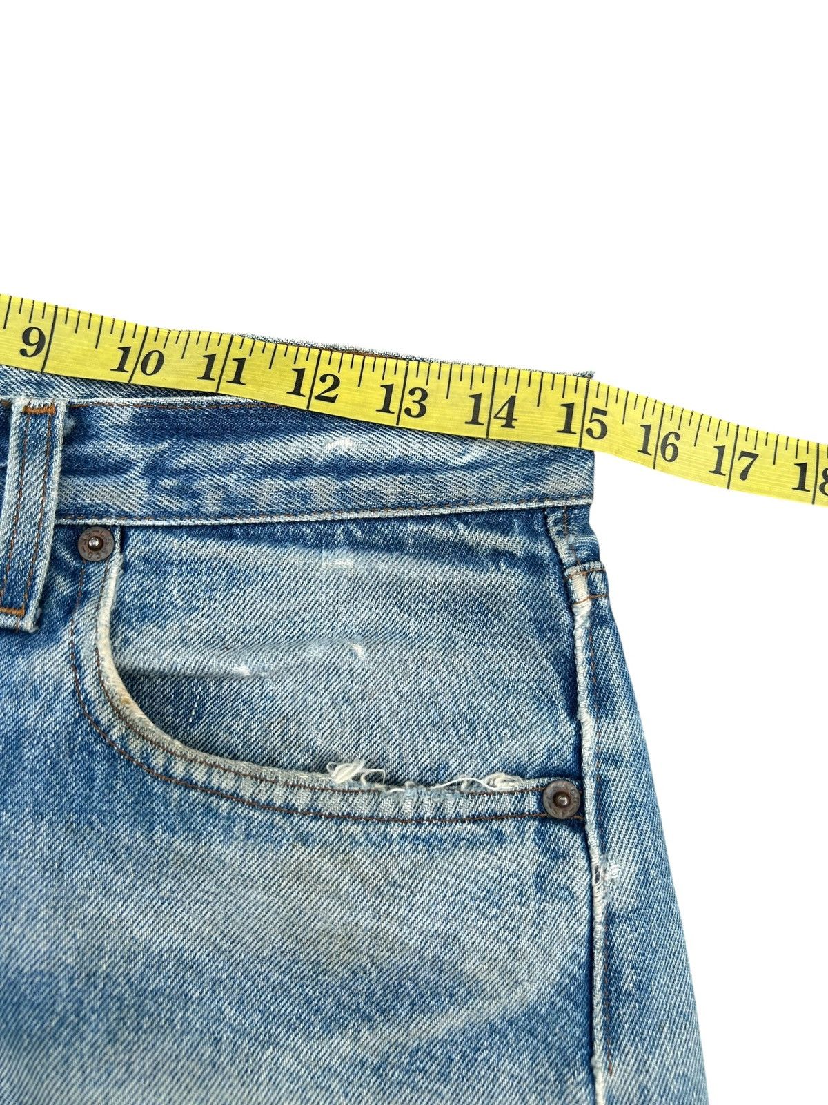 Levi's Vintage Clothing 80's THRASHED Levi's 555 Reconstructed Repair Denim Size US 30 / EU 46 - 21 Thumbnail
