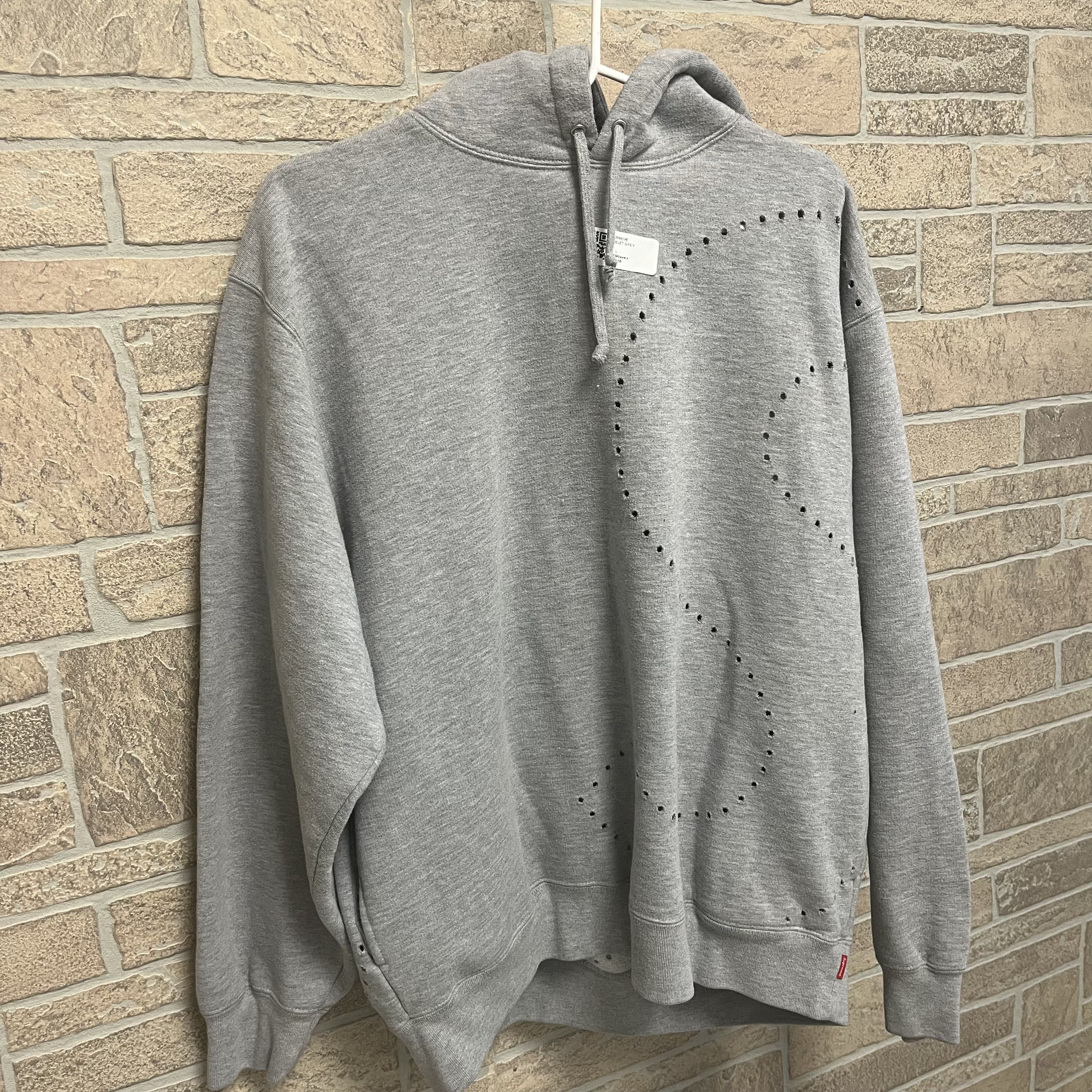 Authentic Supreme Eyelet GREY Hooded sweatshirt Size L