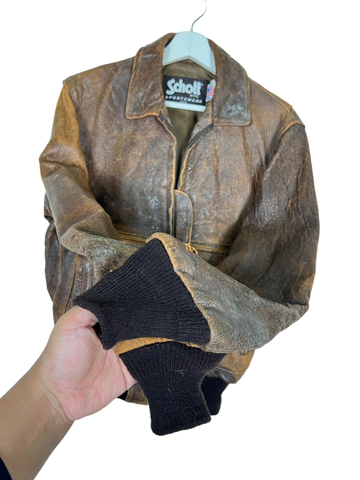 Schott 💥 VINTAGE SCHOTT NYC LEATHER BOMBER JACKET MADE IN USA Size US S / EU 44-46 / 1 - 9 Thumbnail