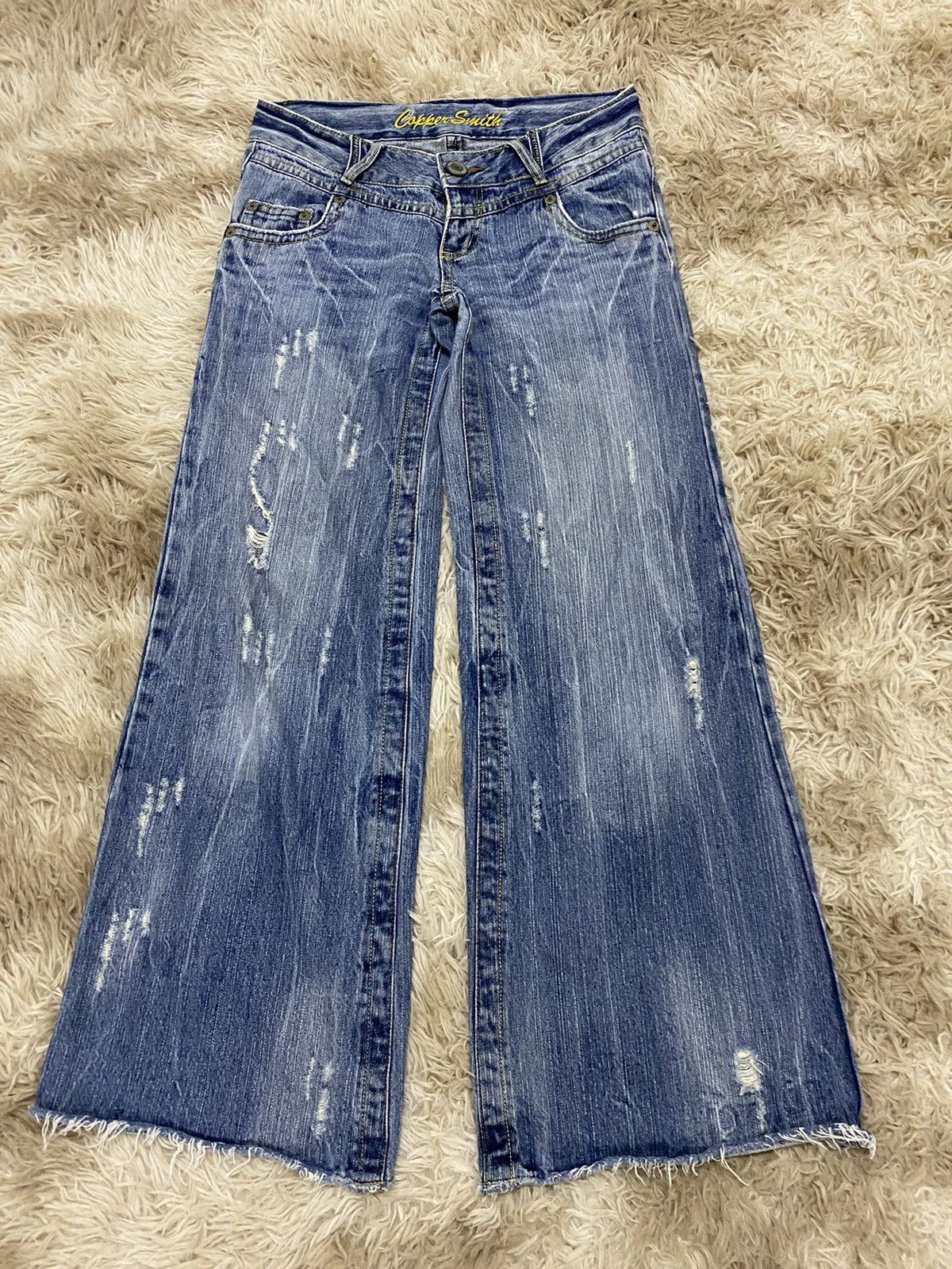 image of Vintage Baggy Roberto Copper Smith Distressed Denim Jeans in Navy/Blue, Women's (Size 30)