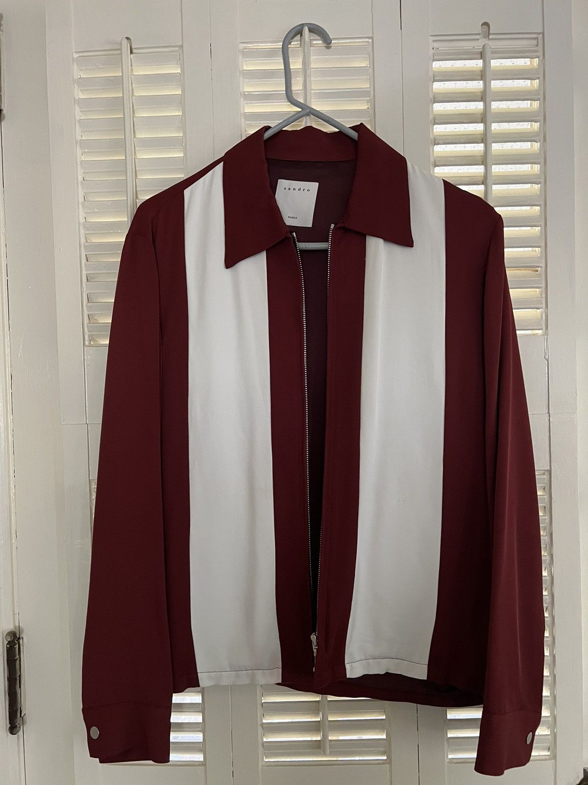 image of Sandro Bowling Shirt Jacket in Red, Men's (Size XS)