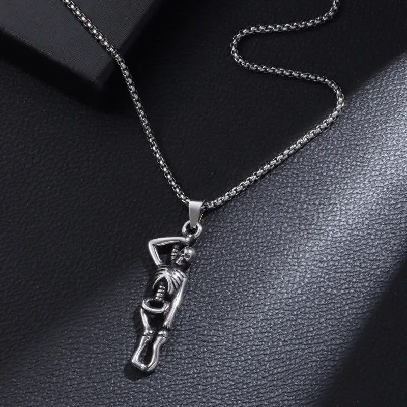 Jewelry Dancing Skull Ghost Necklace Size ONE SIZE - 2 Thumbnail