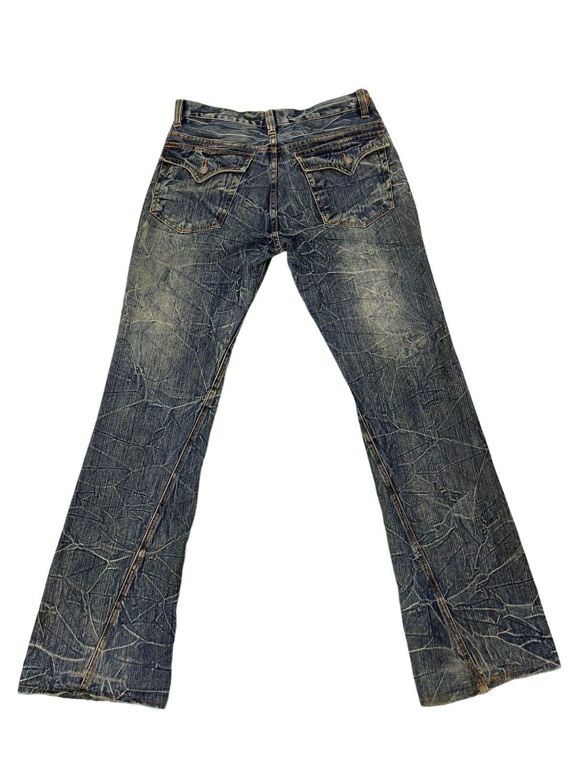 Japanese Brand Flare Jeans Nylaus Distress Acid Wash Boot Cut 5🟦7T Size US 33 - 12 Thumbnail