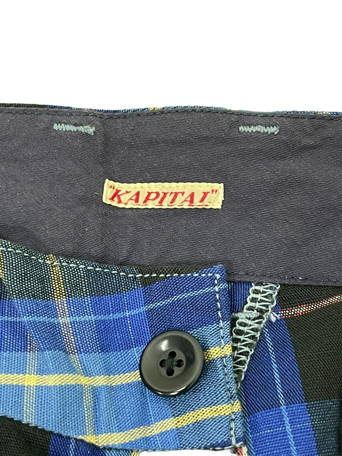 Japanese Brand ⚓ Kapital Plaid Checked Linen Blend Cropped Pant 5🟦8 Size US 31 - 9 Thumbnail